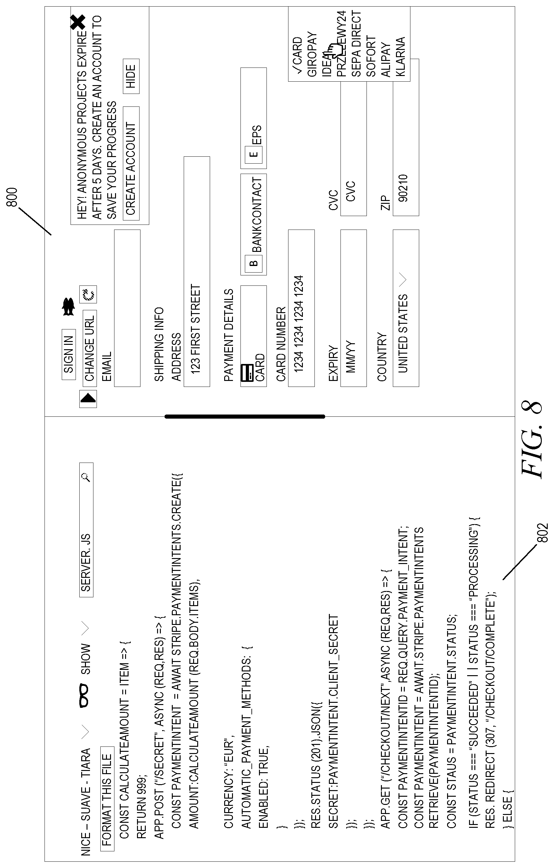 Patent US12591871 Figure 8 – Universal payment intent