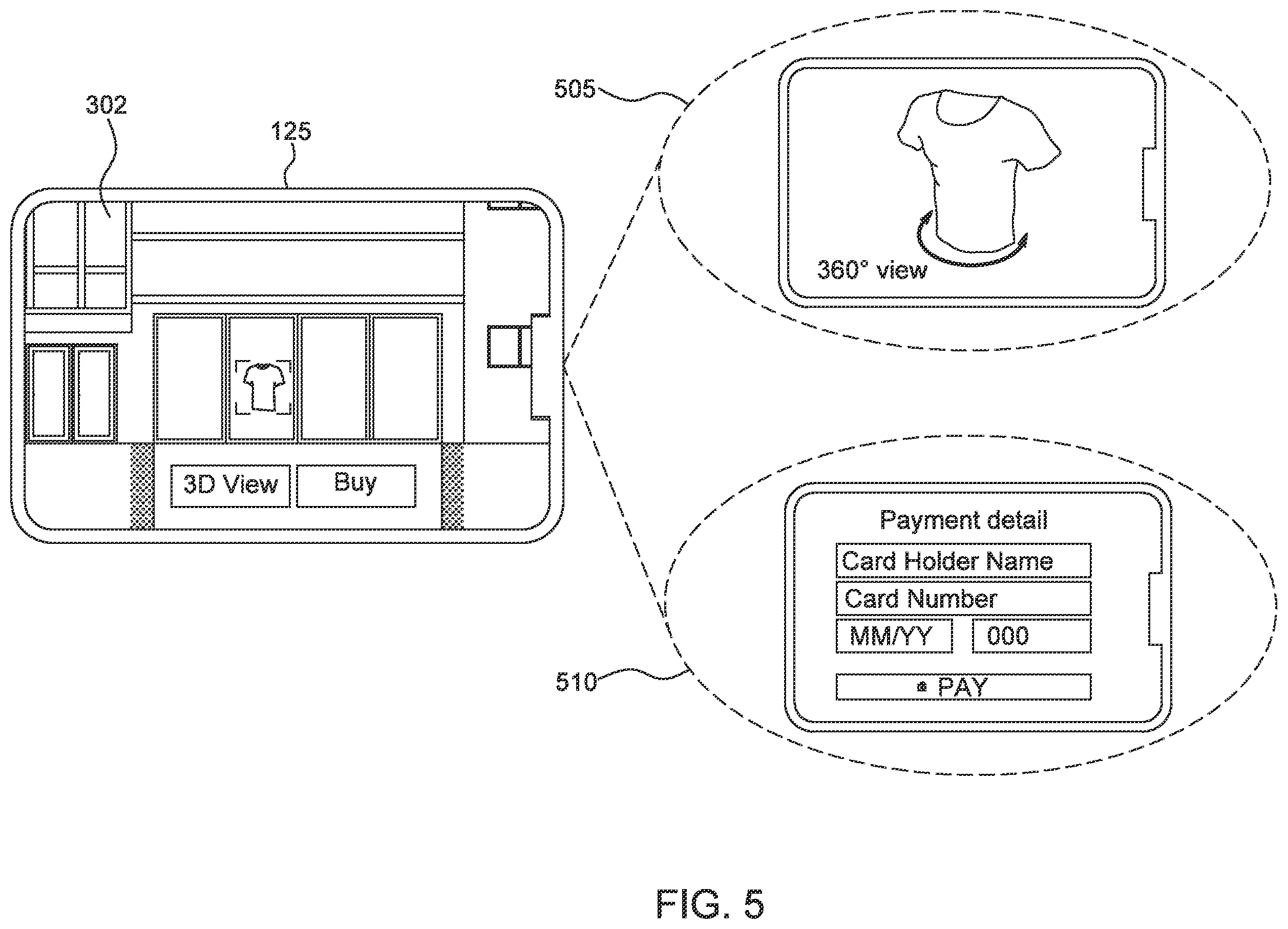 Patent US12591923 Figure 5 – Augmented reality shopping system