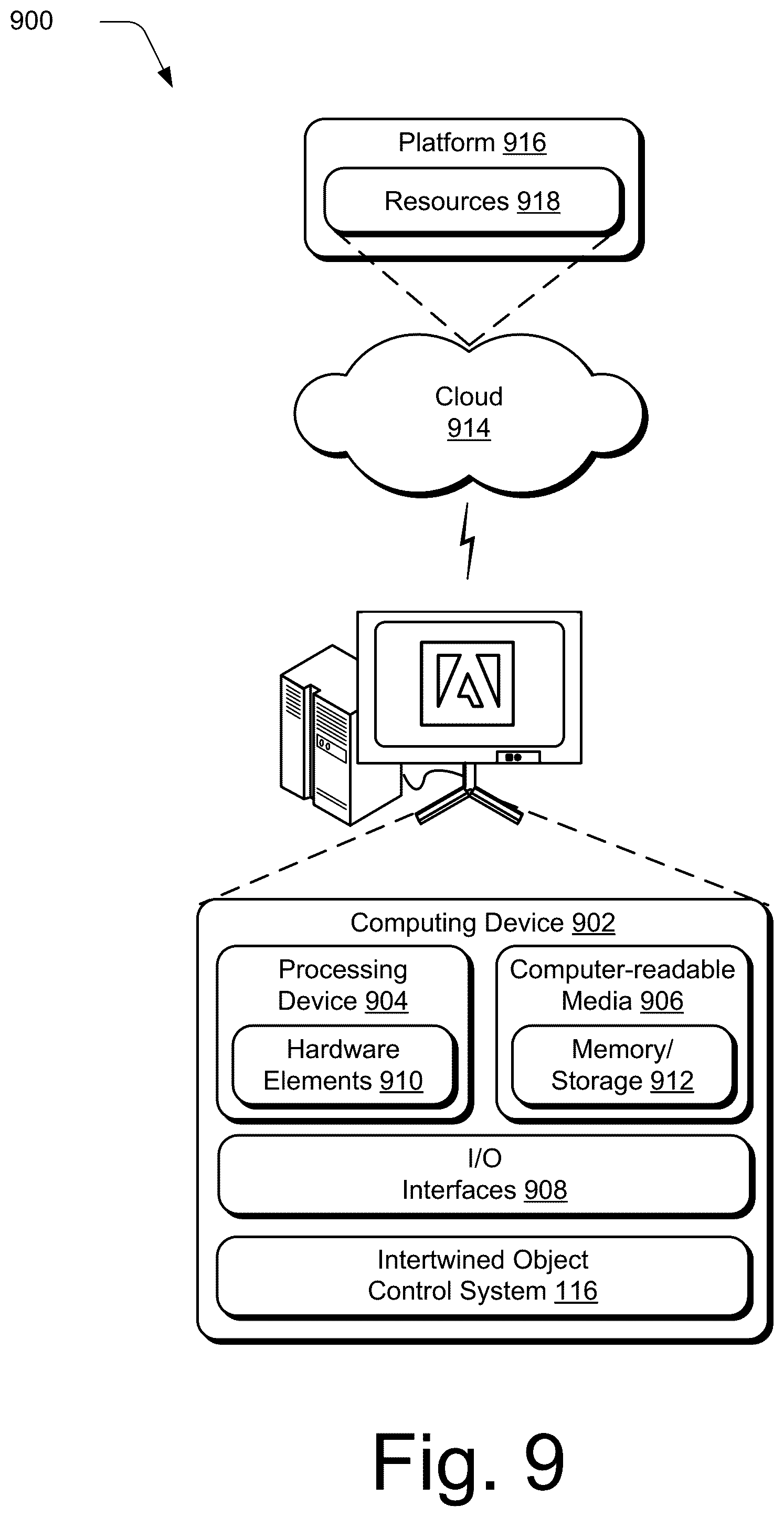 Patent US12592011 Figure 11 – Digital representation of intertwined vector objects