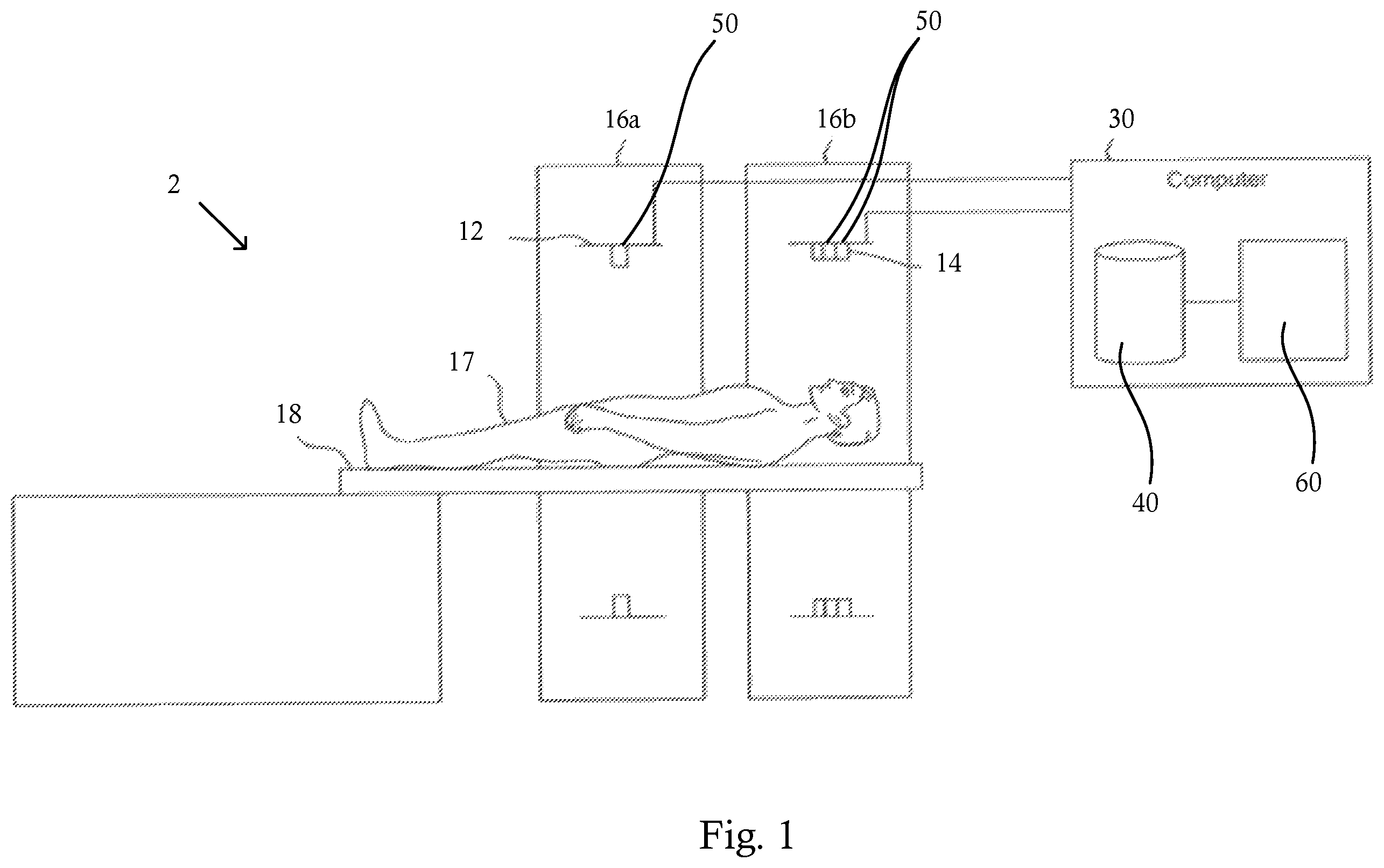 Patent US12592016 Figure 1 – Material-specific attenuation maps for combined imaging systems