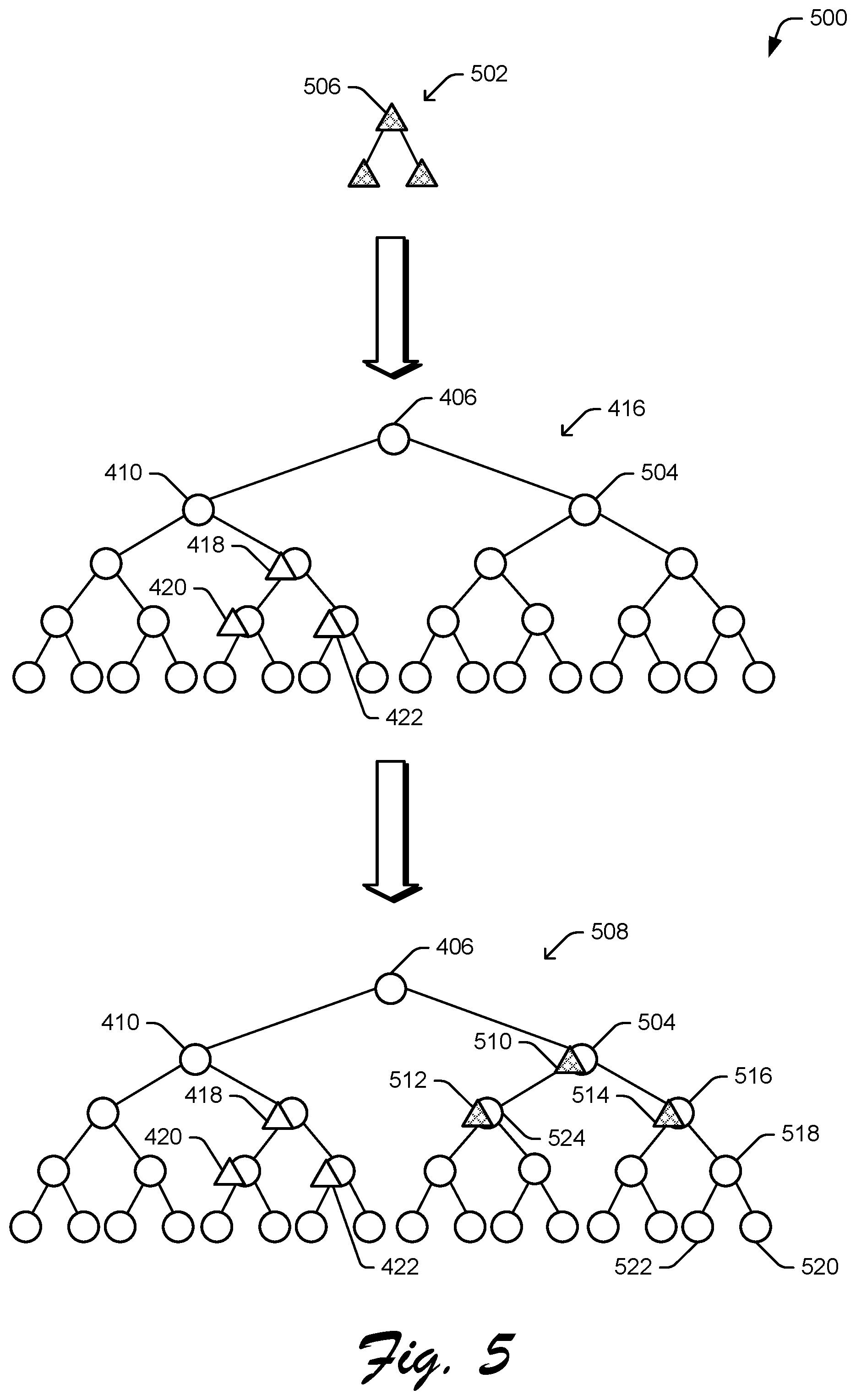 Patent US12592035 Figure 5 – Fused bounding volume hierarchy for multiple levels of detail