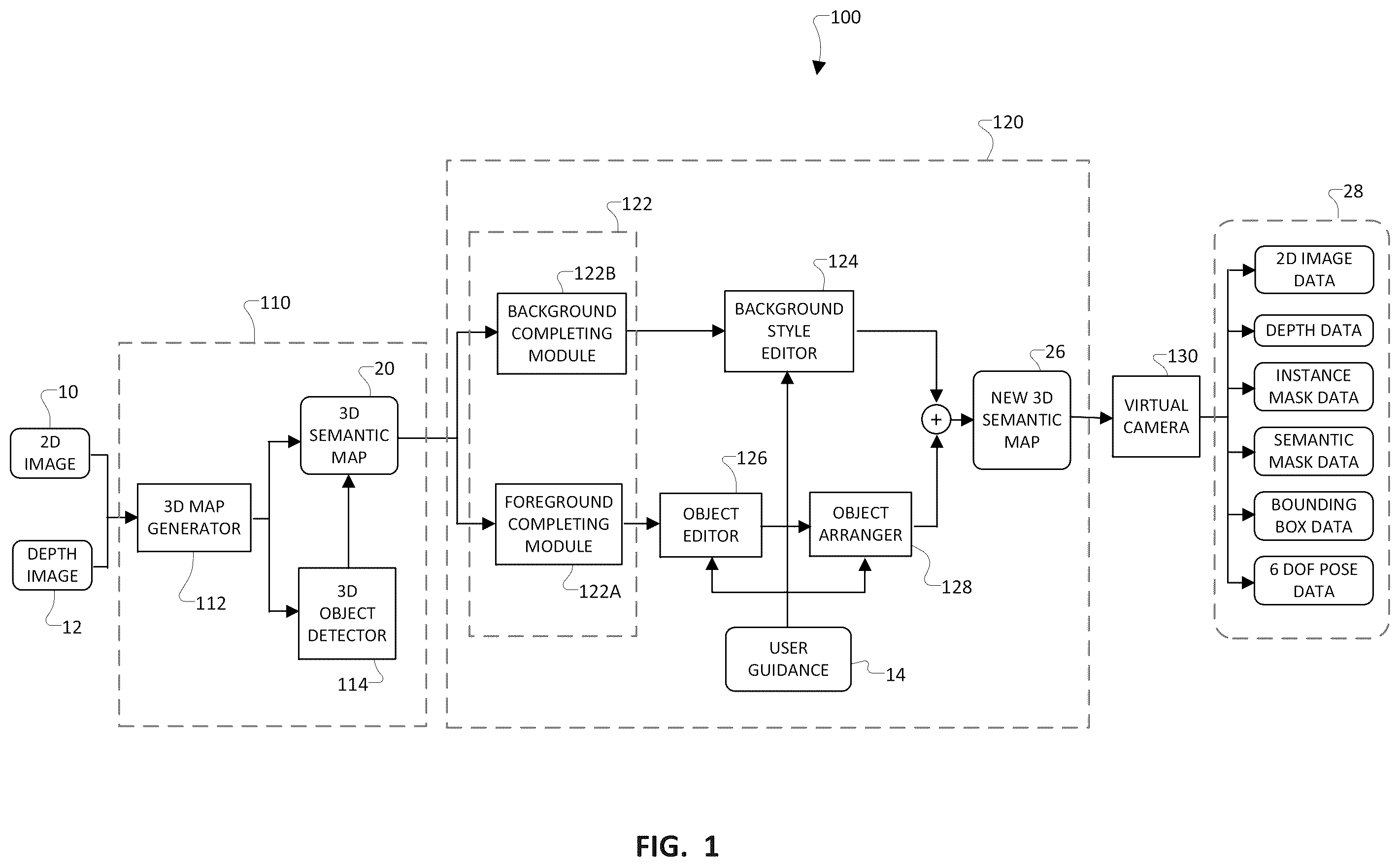 Patent US12592038 Figure 1 – Editable semantic map with virtual camera for mobile robot learning