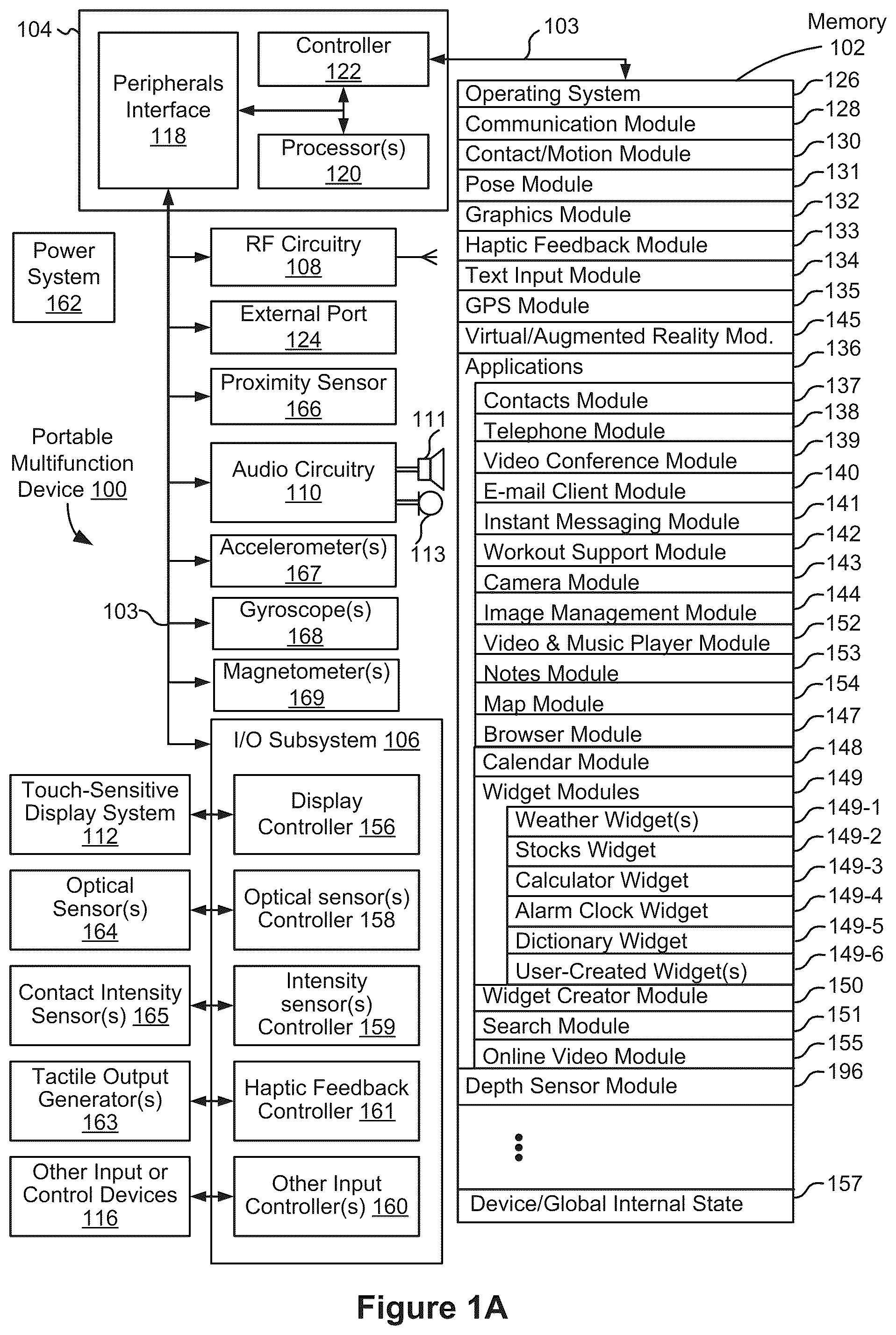 Patent US12592043 Figure 1 – Systems, methods, and graphical user interfaces for displaying and manipulating virtual objects in augmented reality environments
