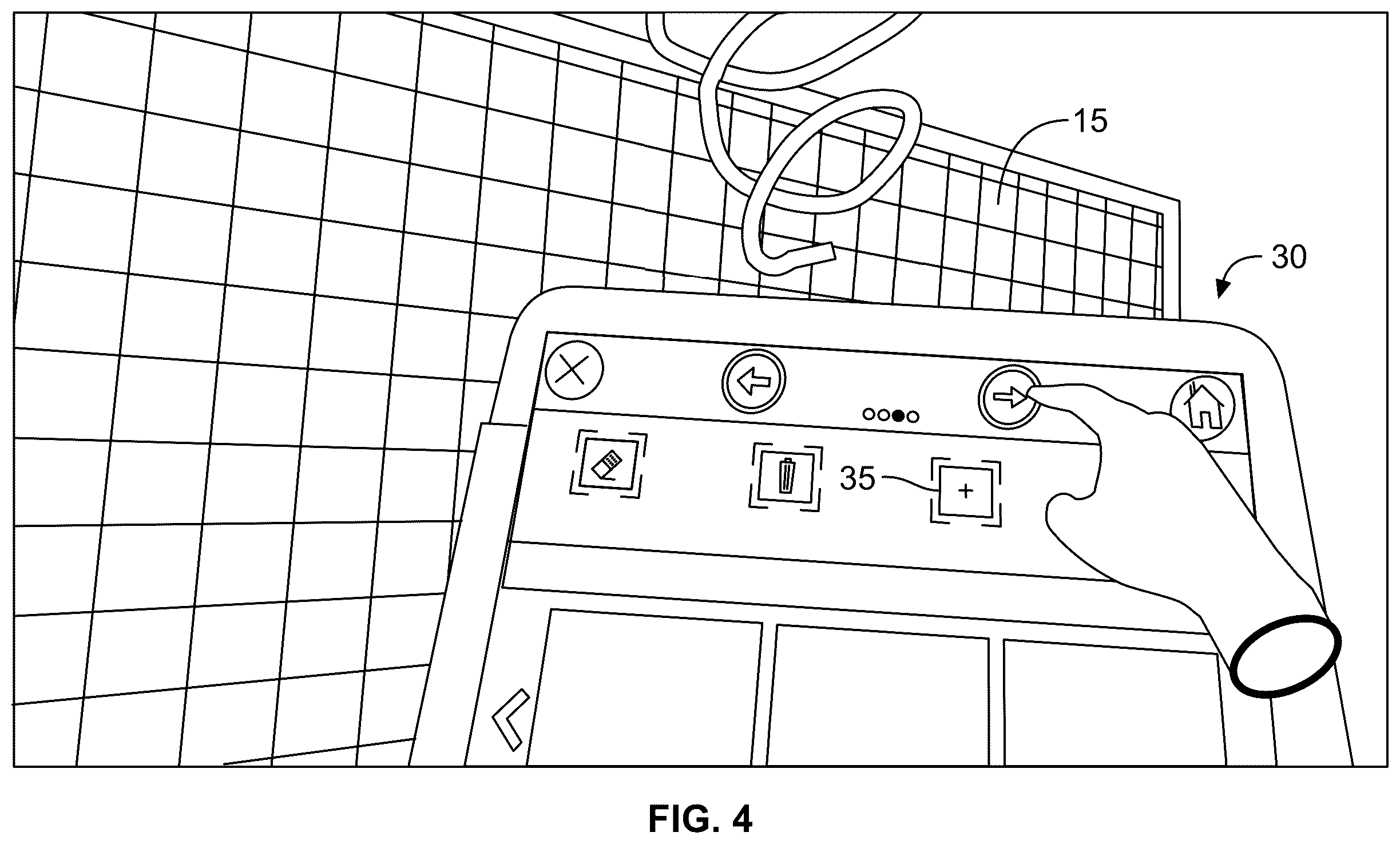 Patent US12592050 Figure 4 – Cheating deterrence with virtual scratch paper