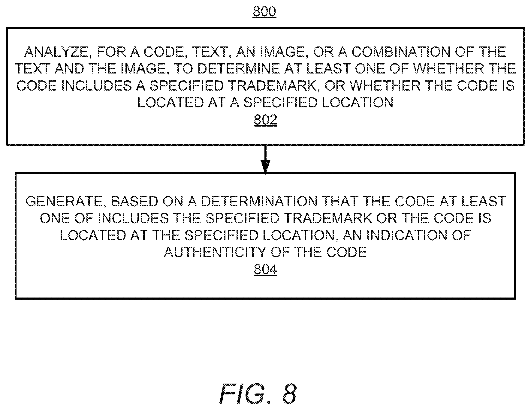 Patent US12592092 Figure 8 – Apparatus and method for deterring a third party from copying a product or process