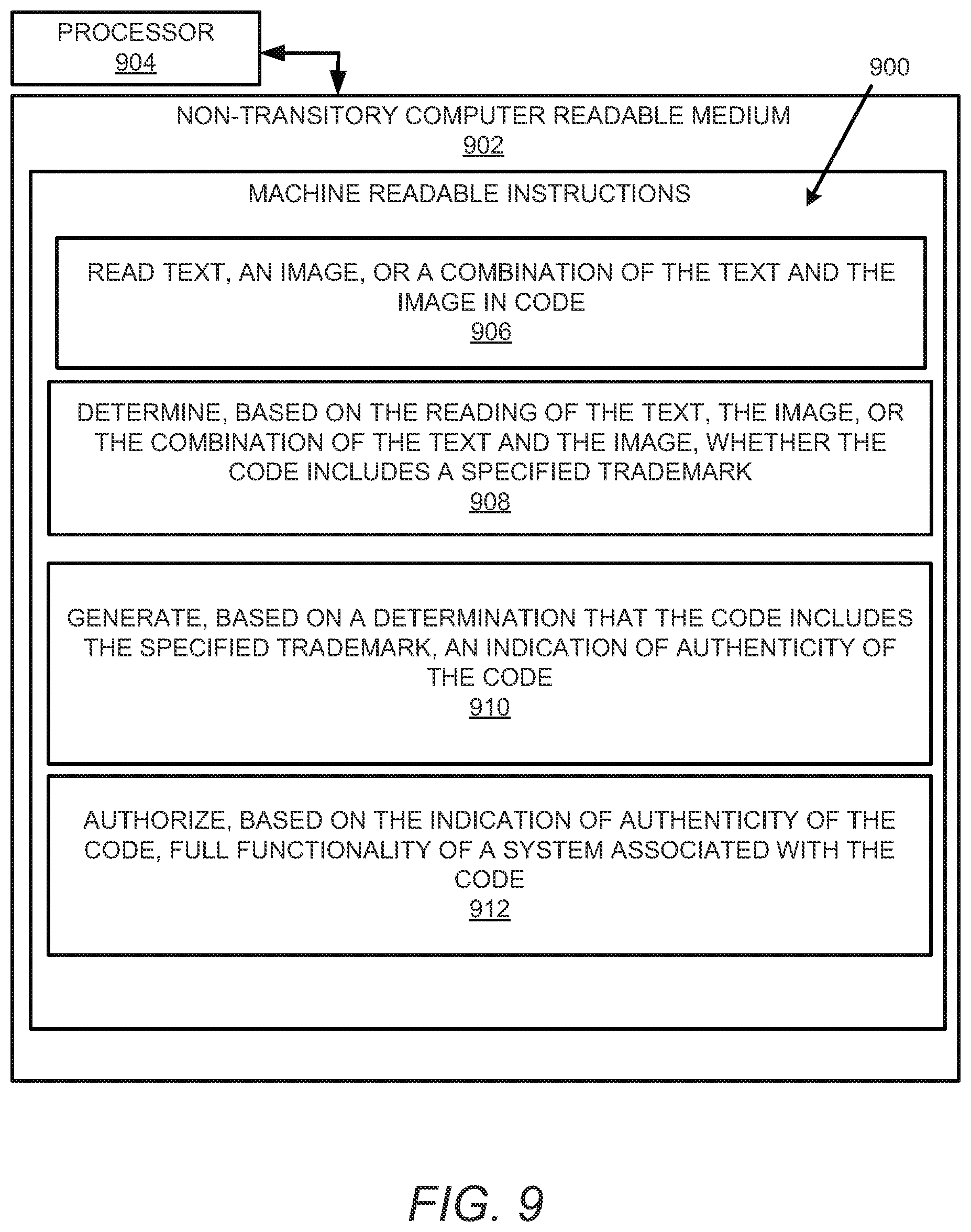 Patent US12592092 Figure 9 – Apparatus and method for deterring a third party from copying a product or process