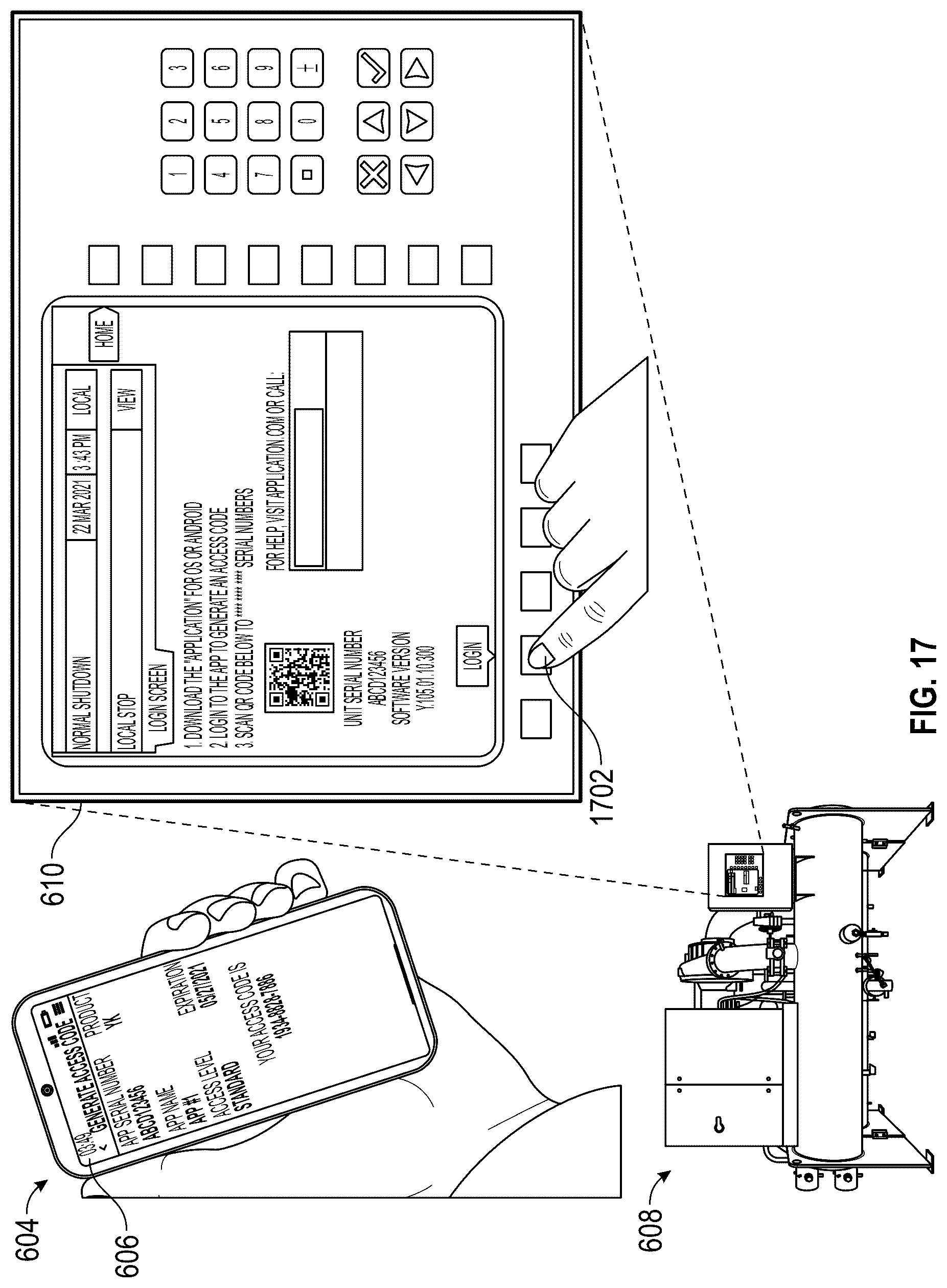 Patent US12592109 Figure 17 – Building equipment access management system with dynamic access code generation to unlock equipment control panels