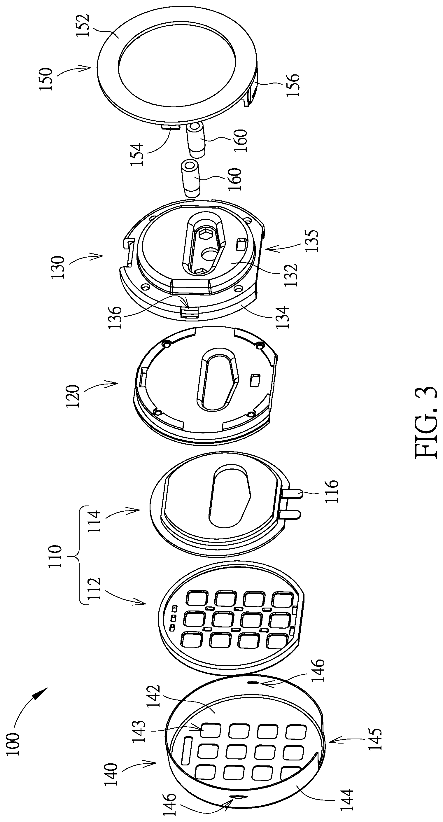 Patent US12592110 Figure 3 – Outer assembly of electric lock