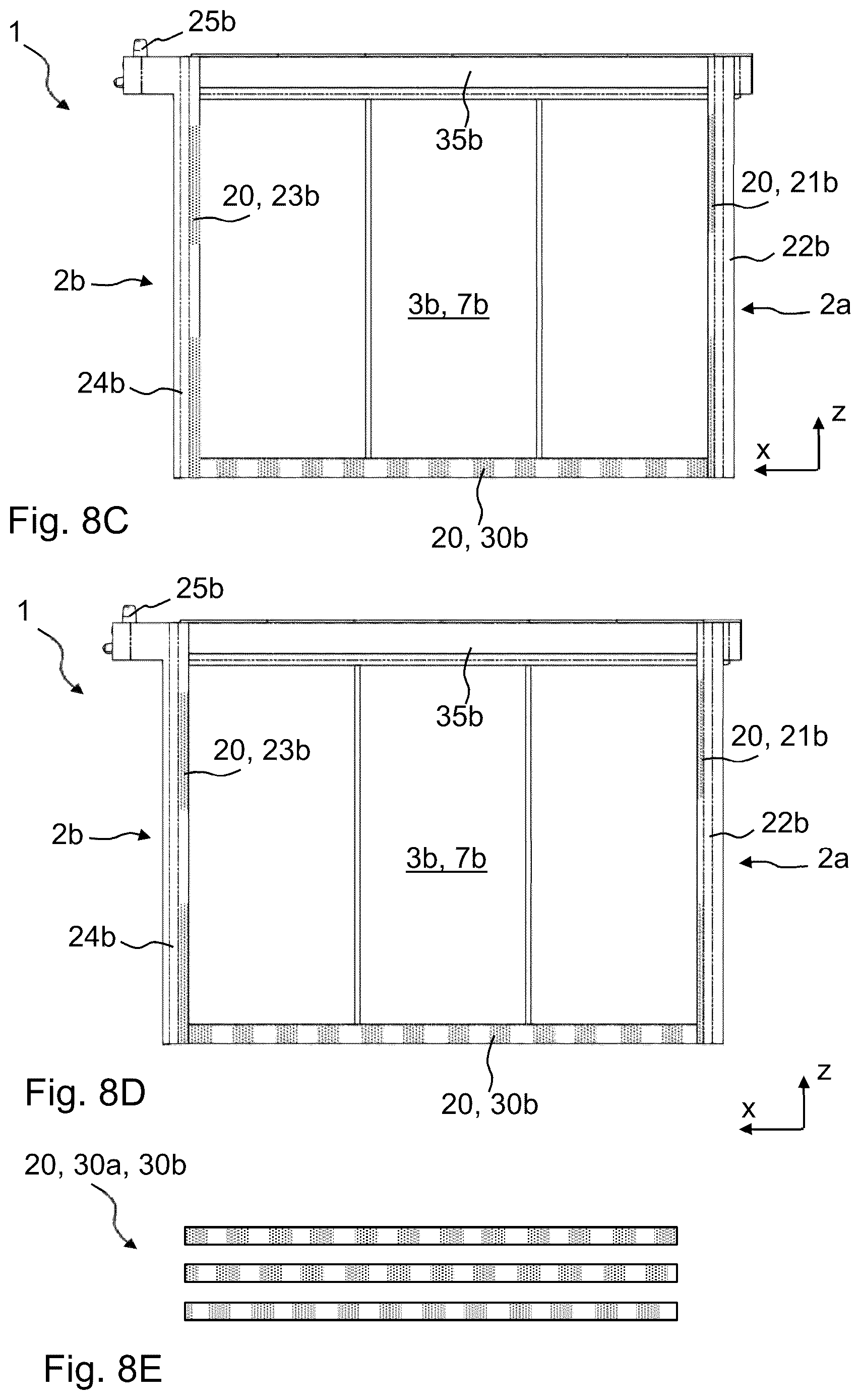 Patent US12592111 Figure 8 – One-way pass-through system with return block for use in buildings, and a corresponding building having a one-way pass-through system of this kind
