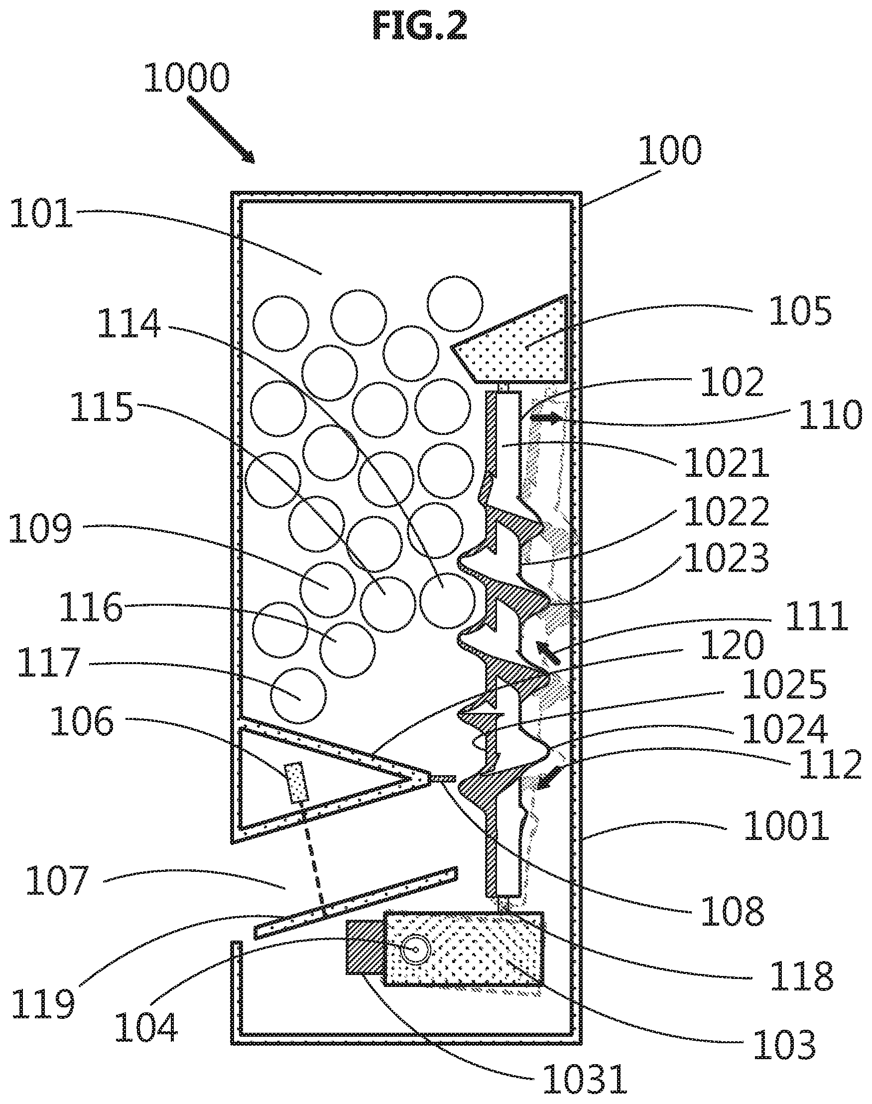 Patent US12592114 Figure 2 – Automated sortation and dispensing system