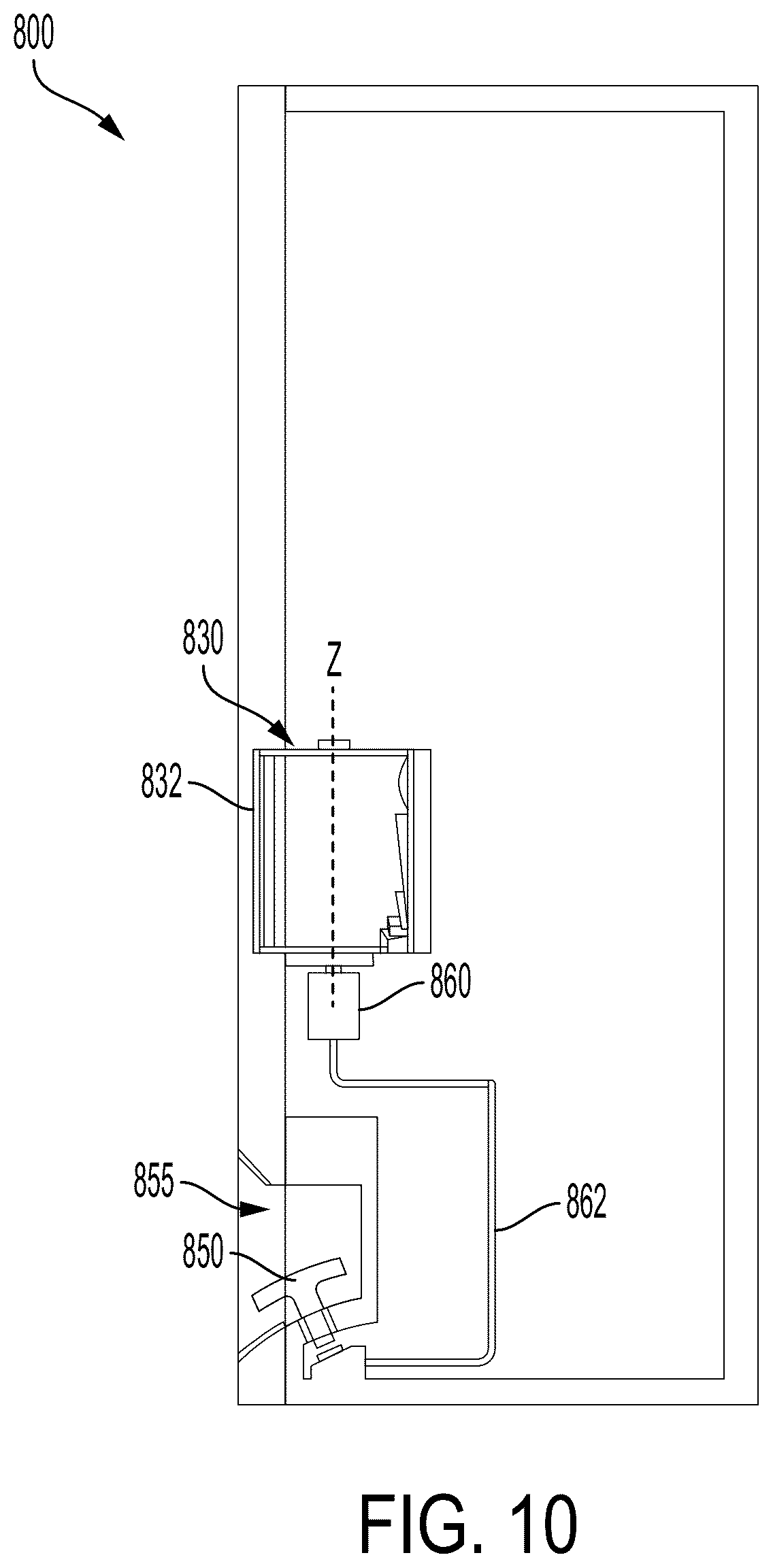 Patent US12592115 Figure 10 – Hands-free vending machine and door opening assembly