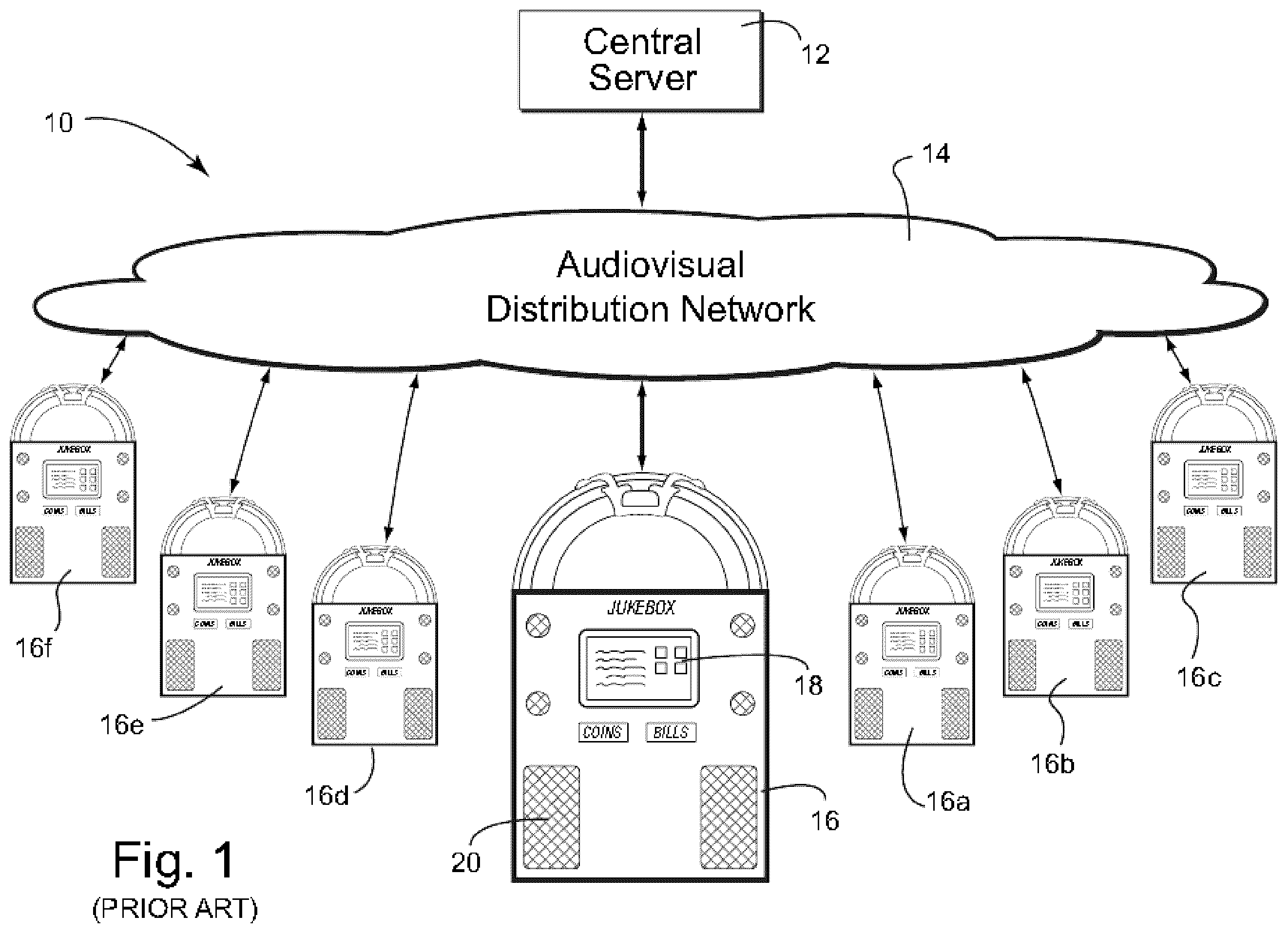 Patent US12592116 Figure 1 – Digital jukebox device with improved user interfaces, and associated methods