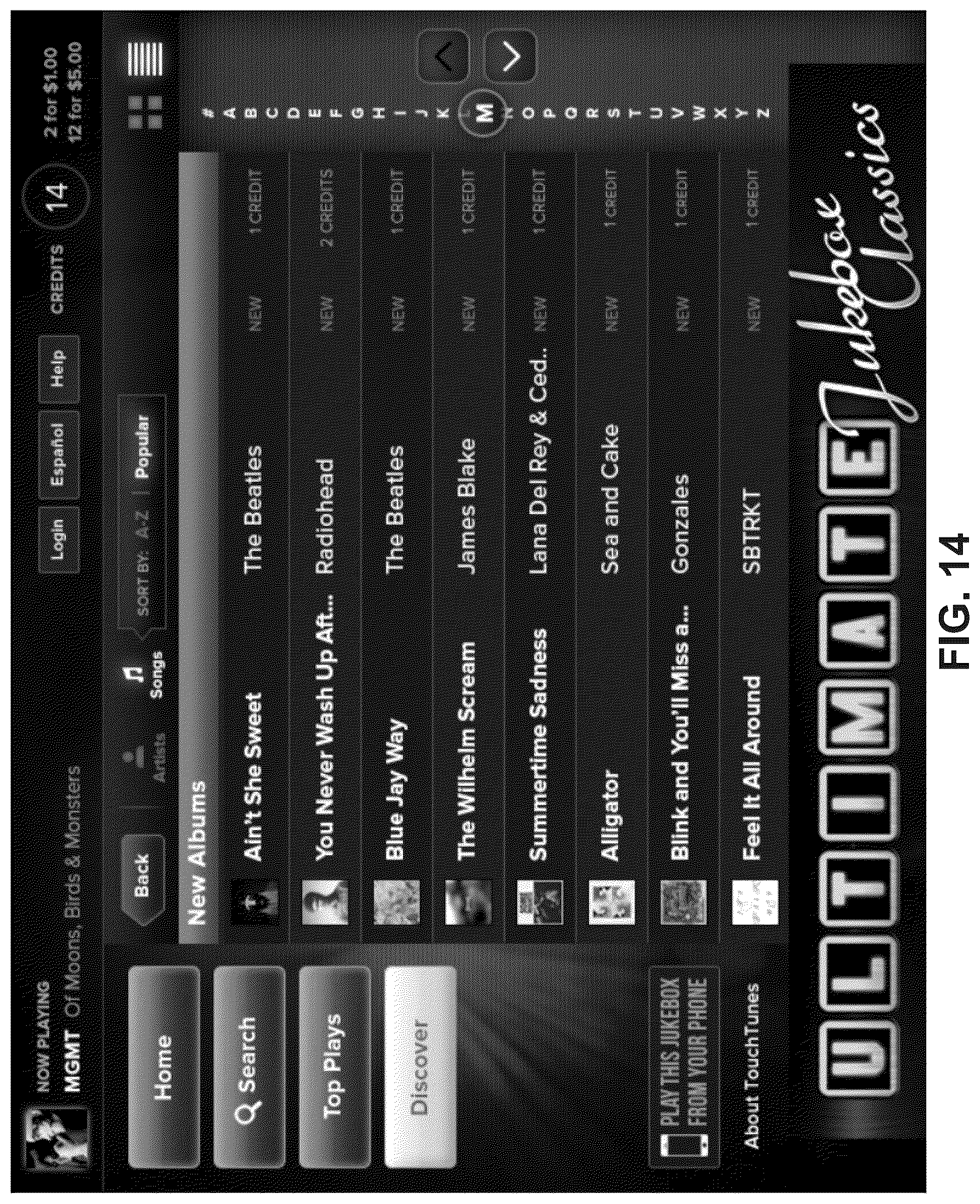 Patent US12592116 Figure 14 – Digital jukebox device with improved user interfaces, and associated methods