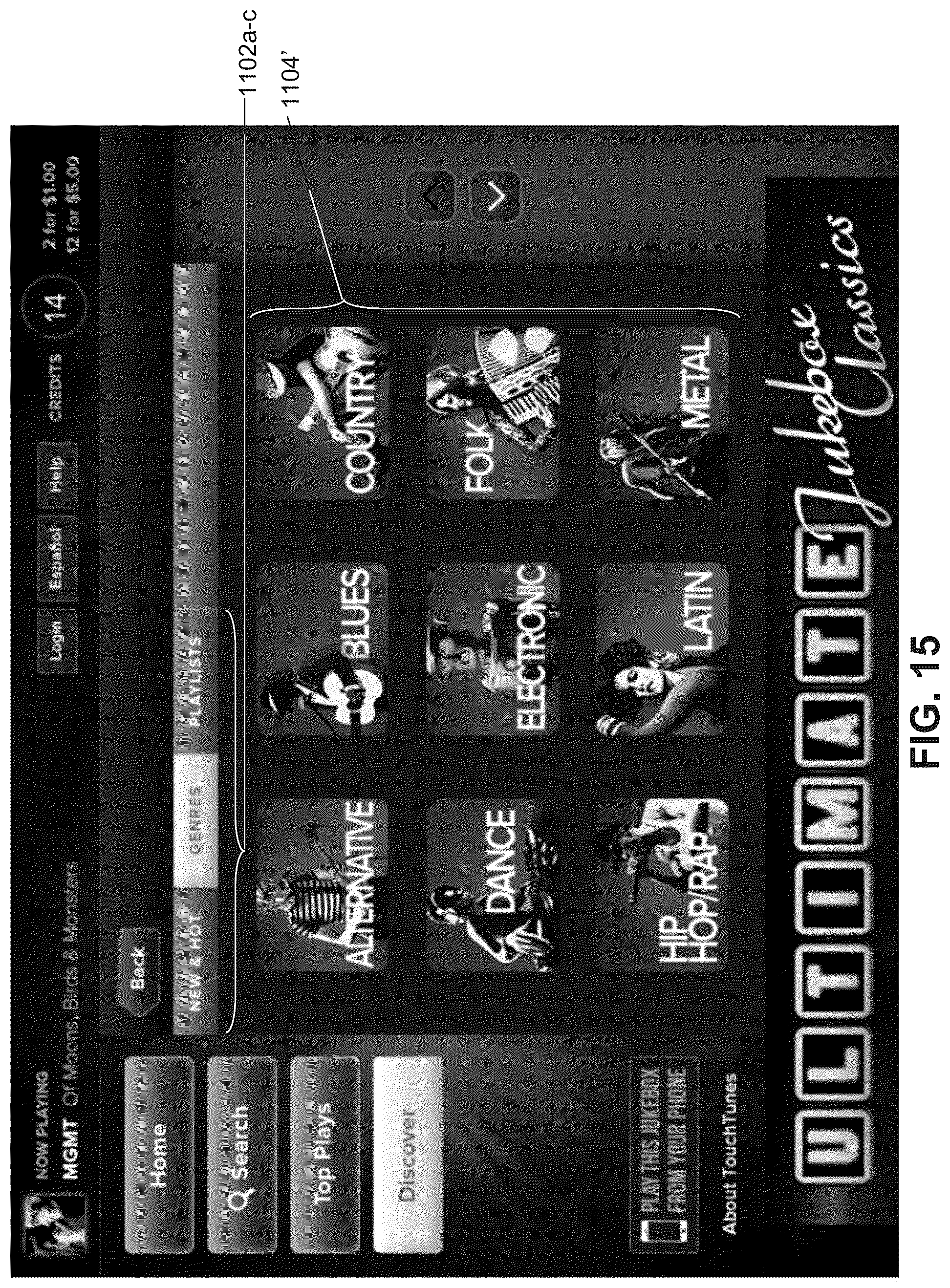 Patent US12592116 Figure 15 – Digital jukebox device with improved user interfaces, and associated methods