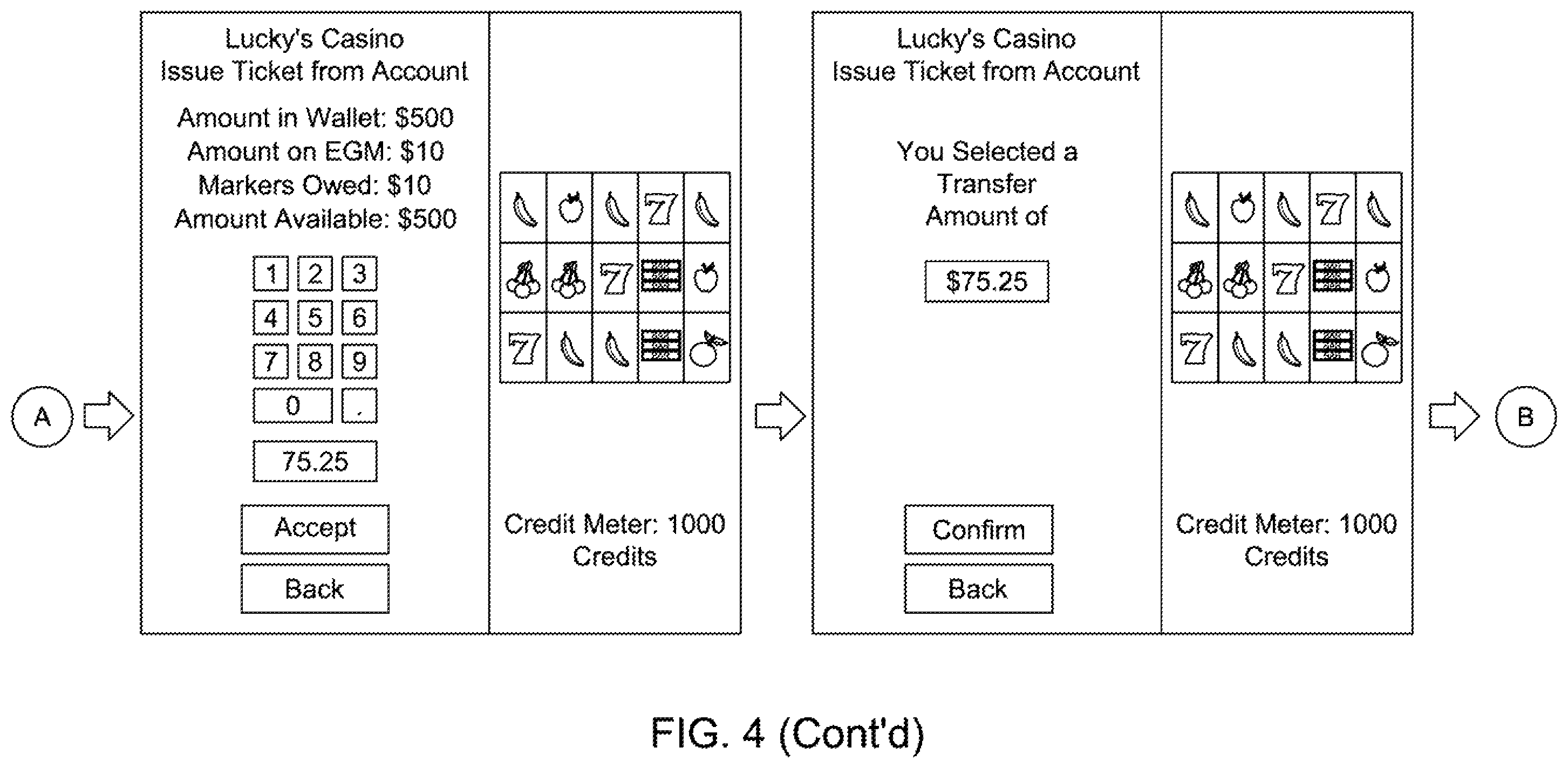 Patent US12592123 Figure 9 – Accessing gaming establishment account funds with a ticket voucher based on multiple cashout inputs