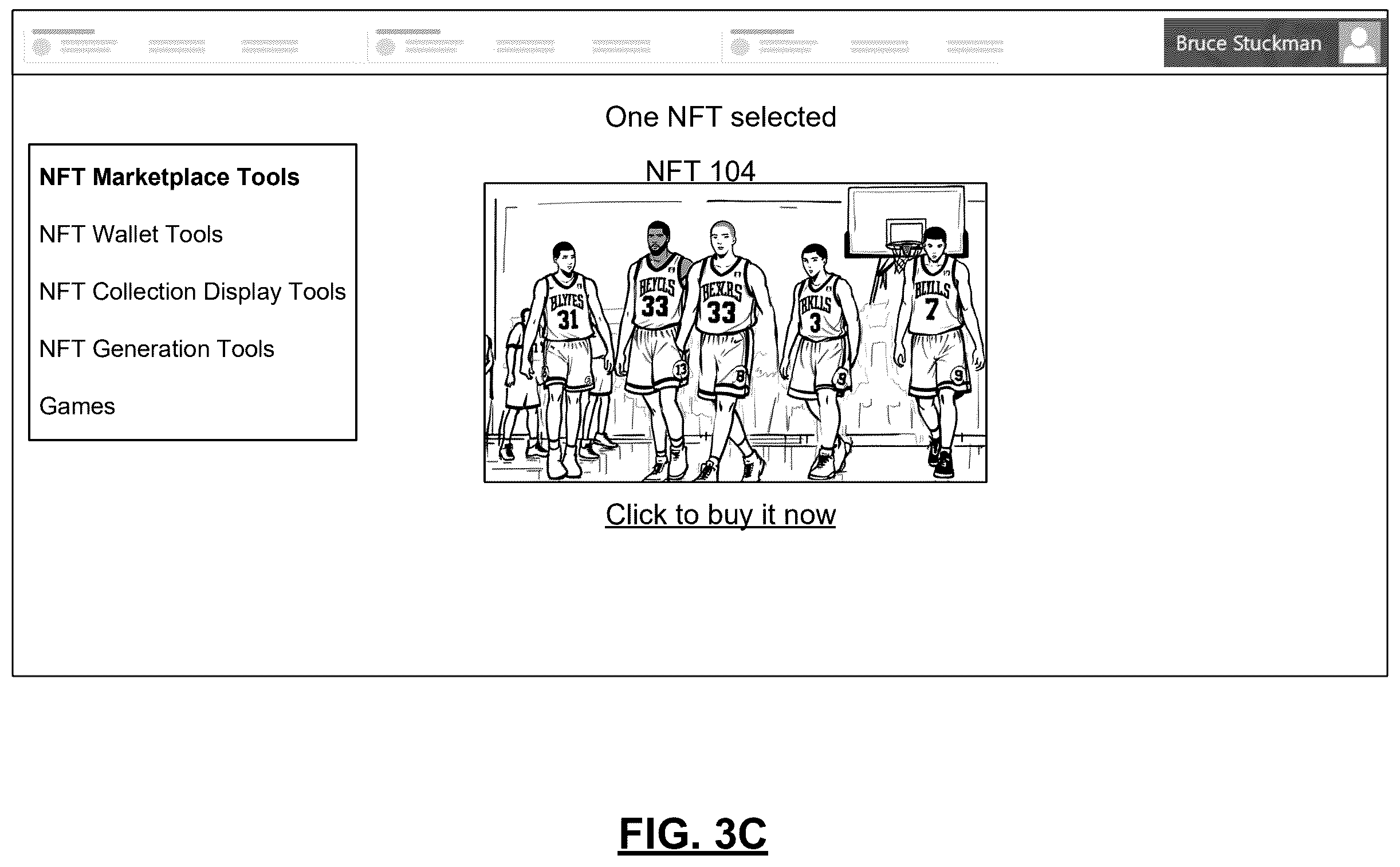 Patent US12592124 Figure 6 – Client device with updated player token NFTs and methods for use therewith