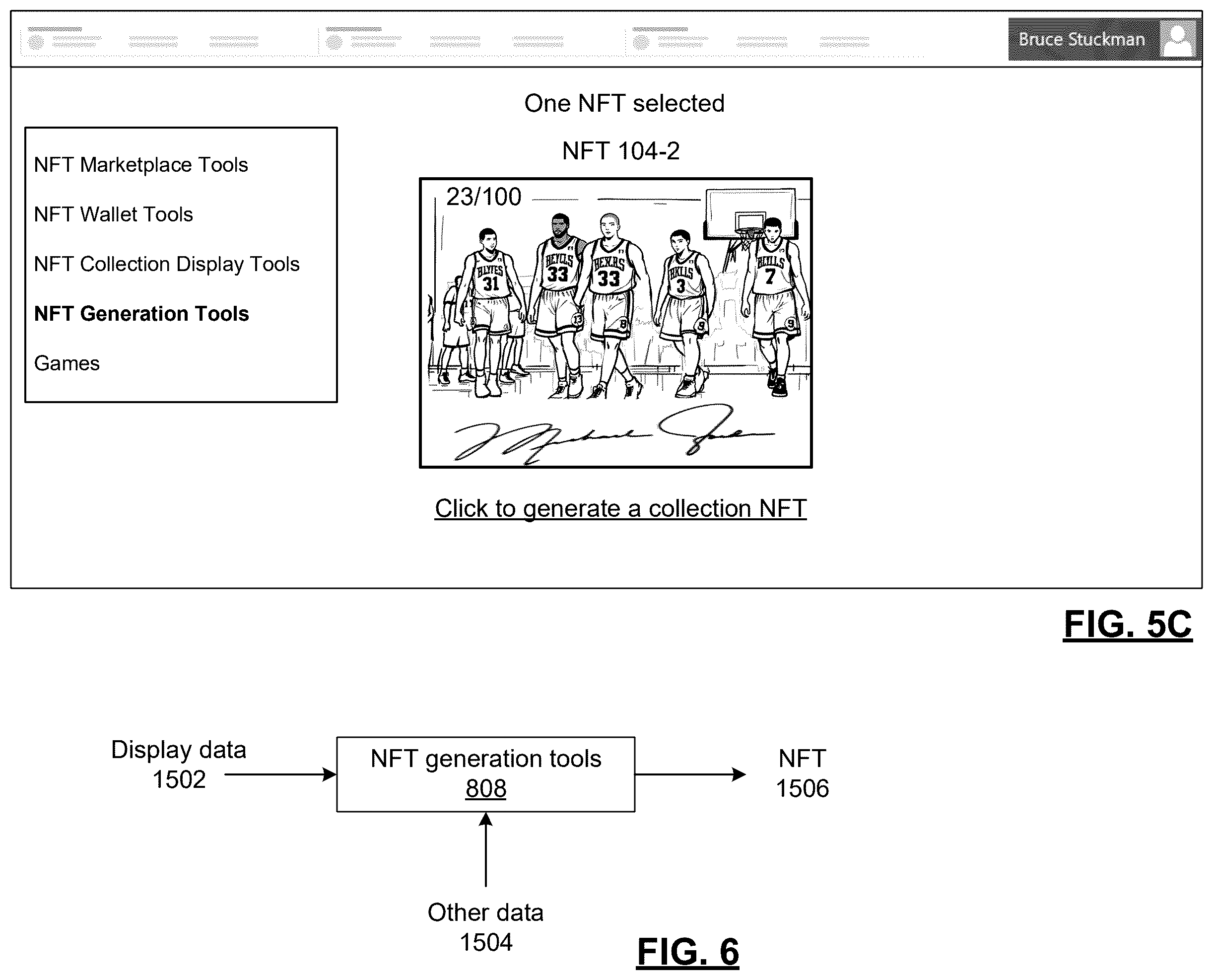 Patent US12592124 Figure 18 – Client device with updated player token NFTs and methods for use therewith