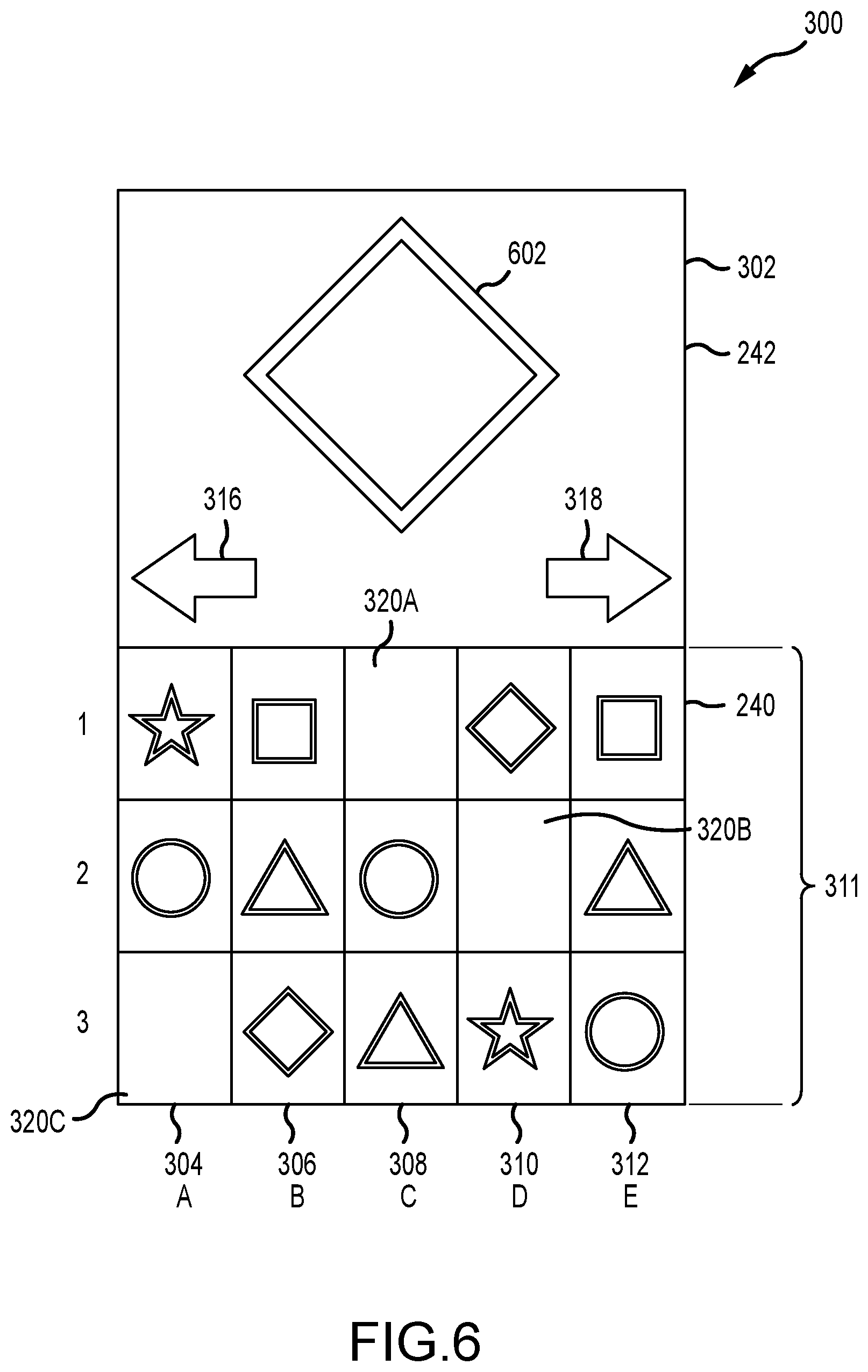 Patent US12592126 Figure 6 – Systems and methods of electronic gaming including gesture-based player constructed symbol combinations
