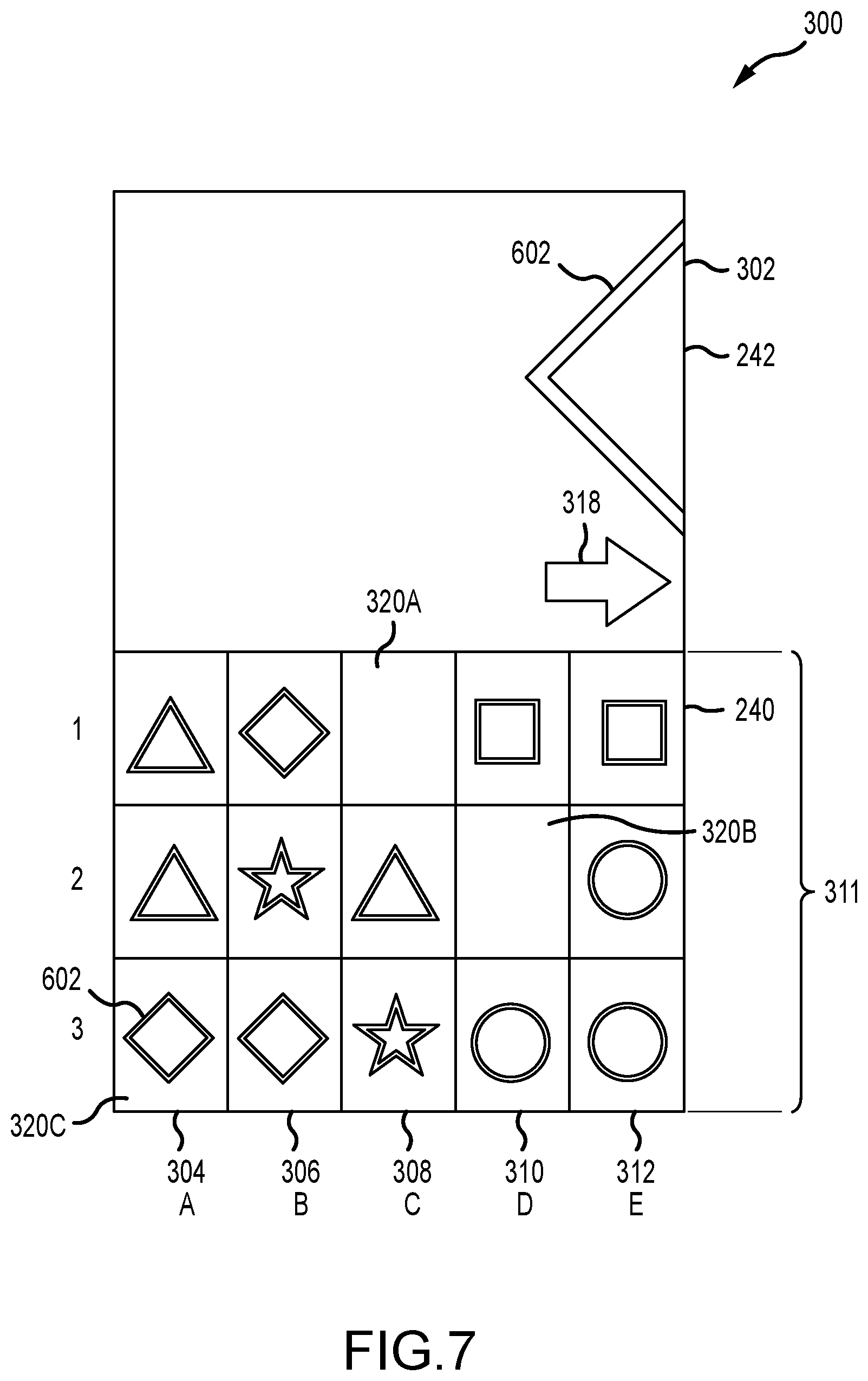 Patent US12592126 Figure 7 – Systems and methods of electronic gaming including gesture-based player constructed symbol combinations