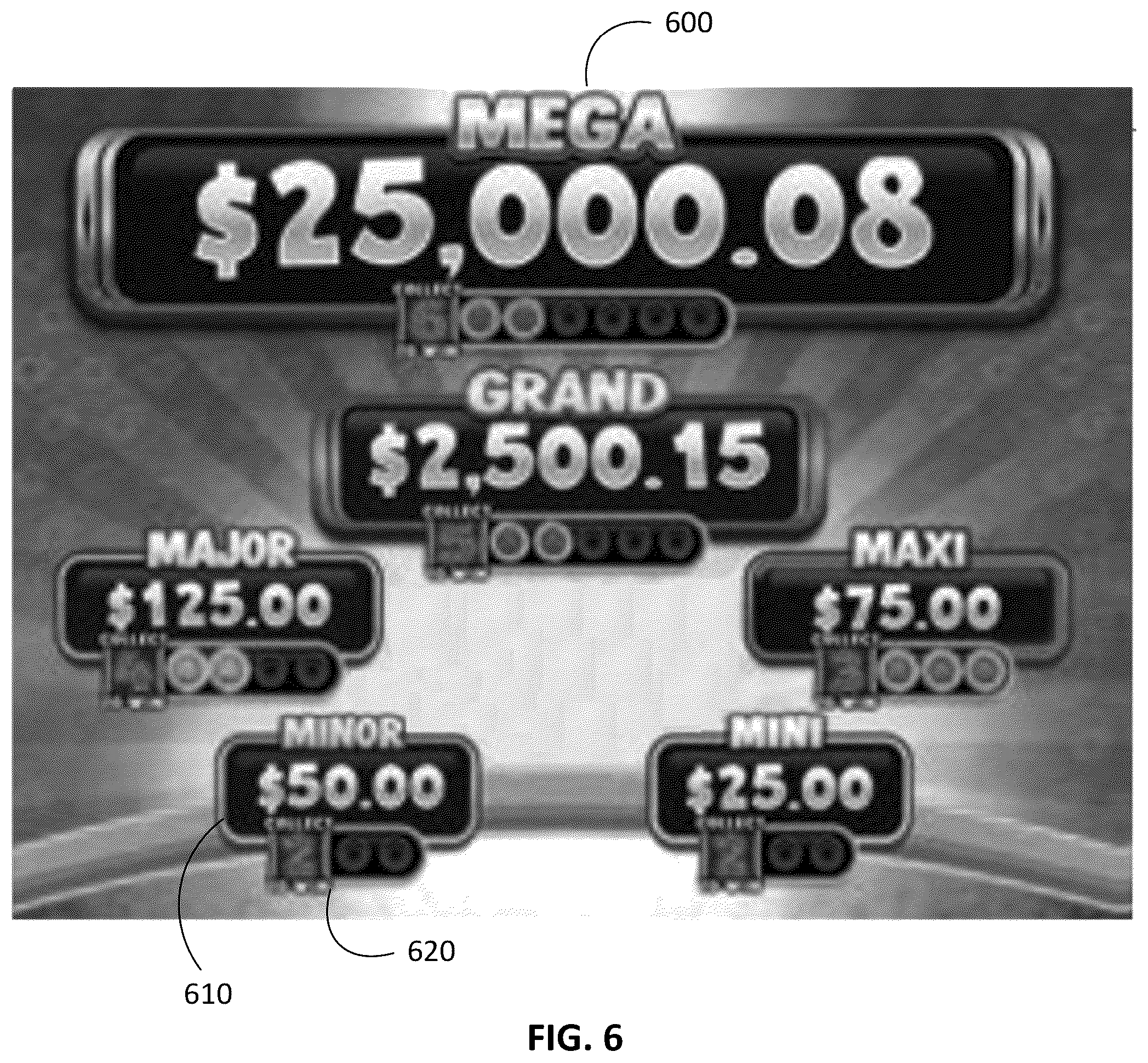 Patent US12592127 Figure 7 – Gaming system and method with a persistent element feature including a sliding range component