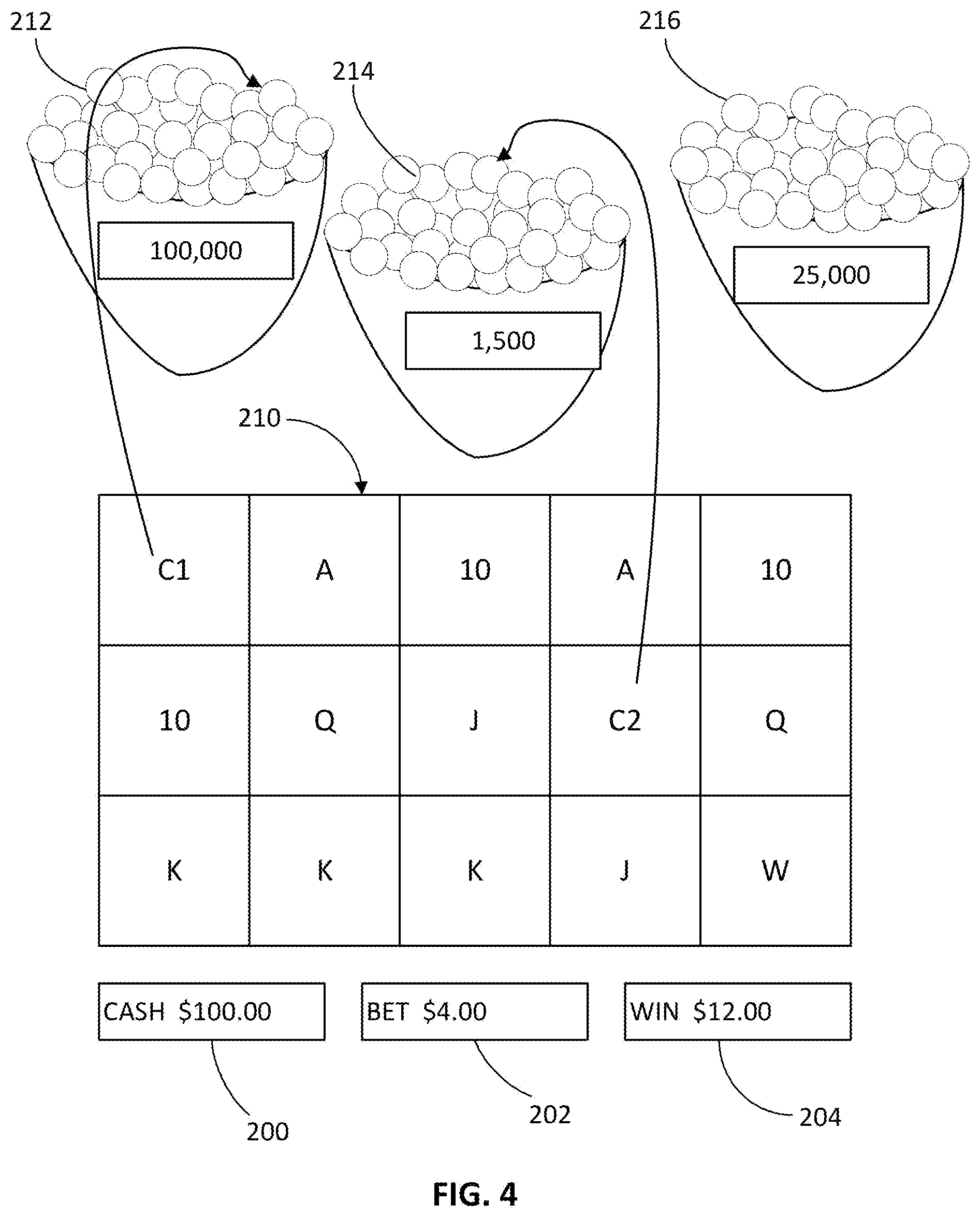 Patent US12592130 Figure 5 – Gaming systems and methods using multi-feature award accumulation