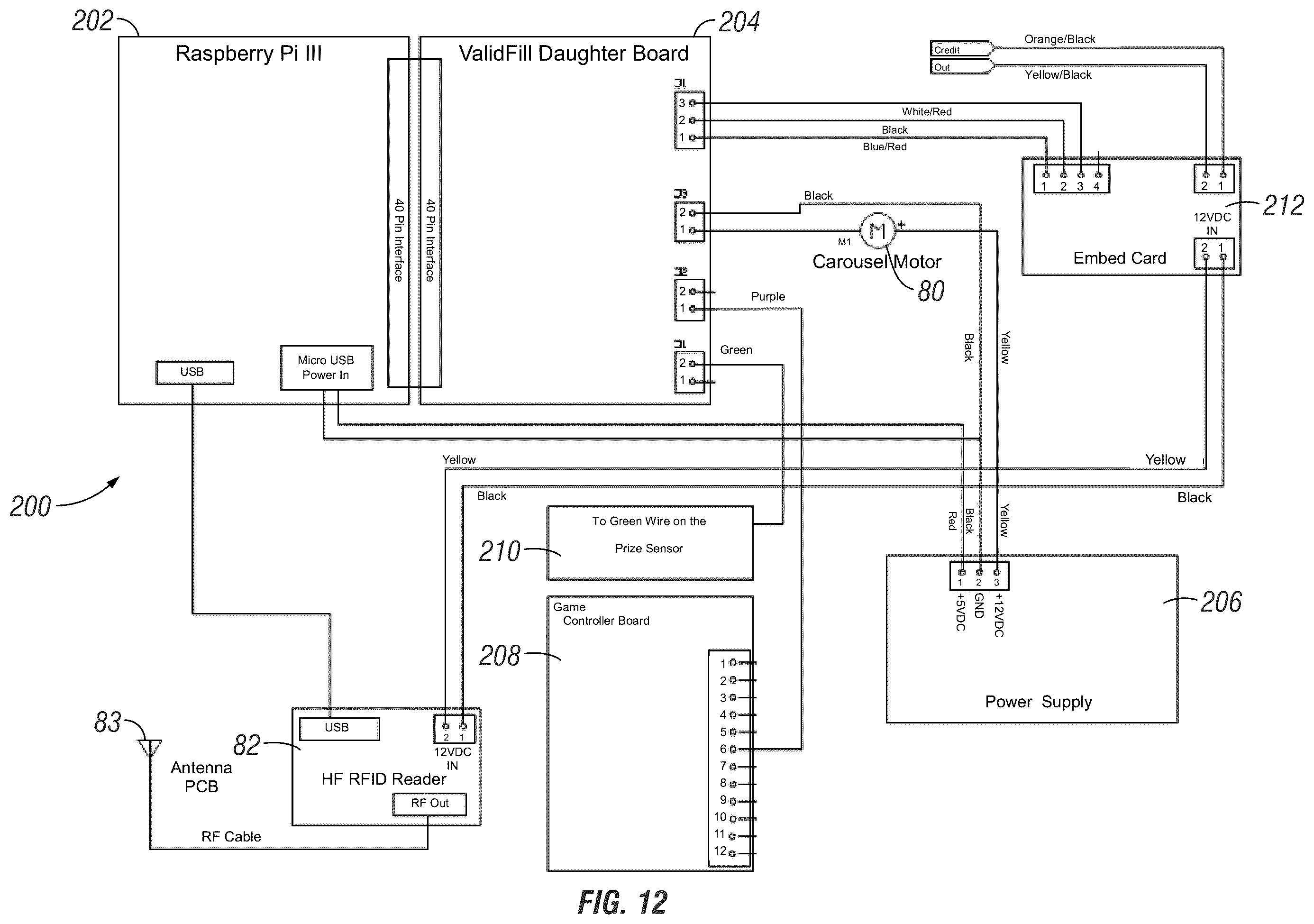 Patent US12592132 Figure 8 – Arcade game with RFID reader