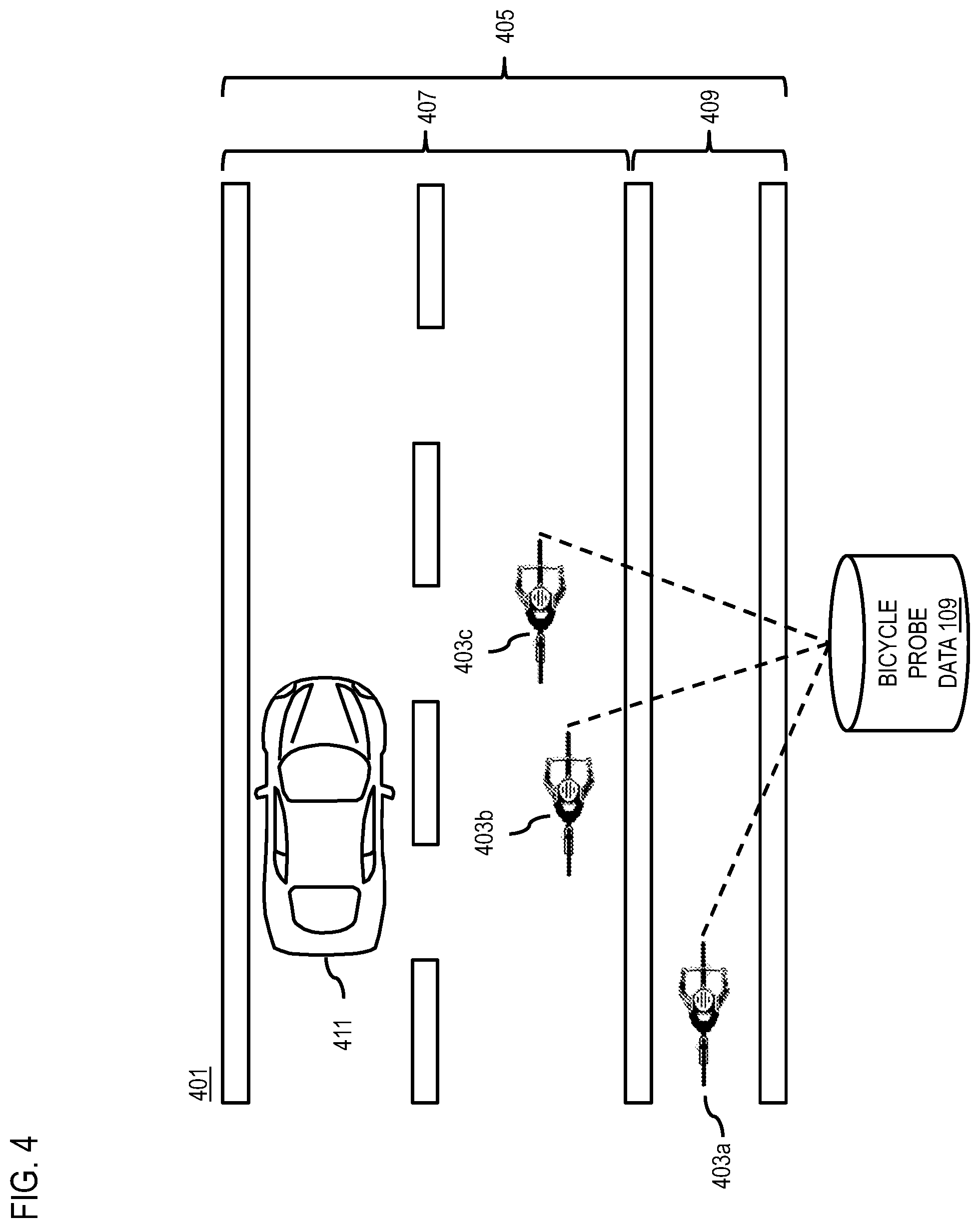 Patent US12592149 Figure 4 – Method, apparatus, and system for determining a bicycle lane deviation for autonomous vehicle operation