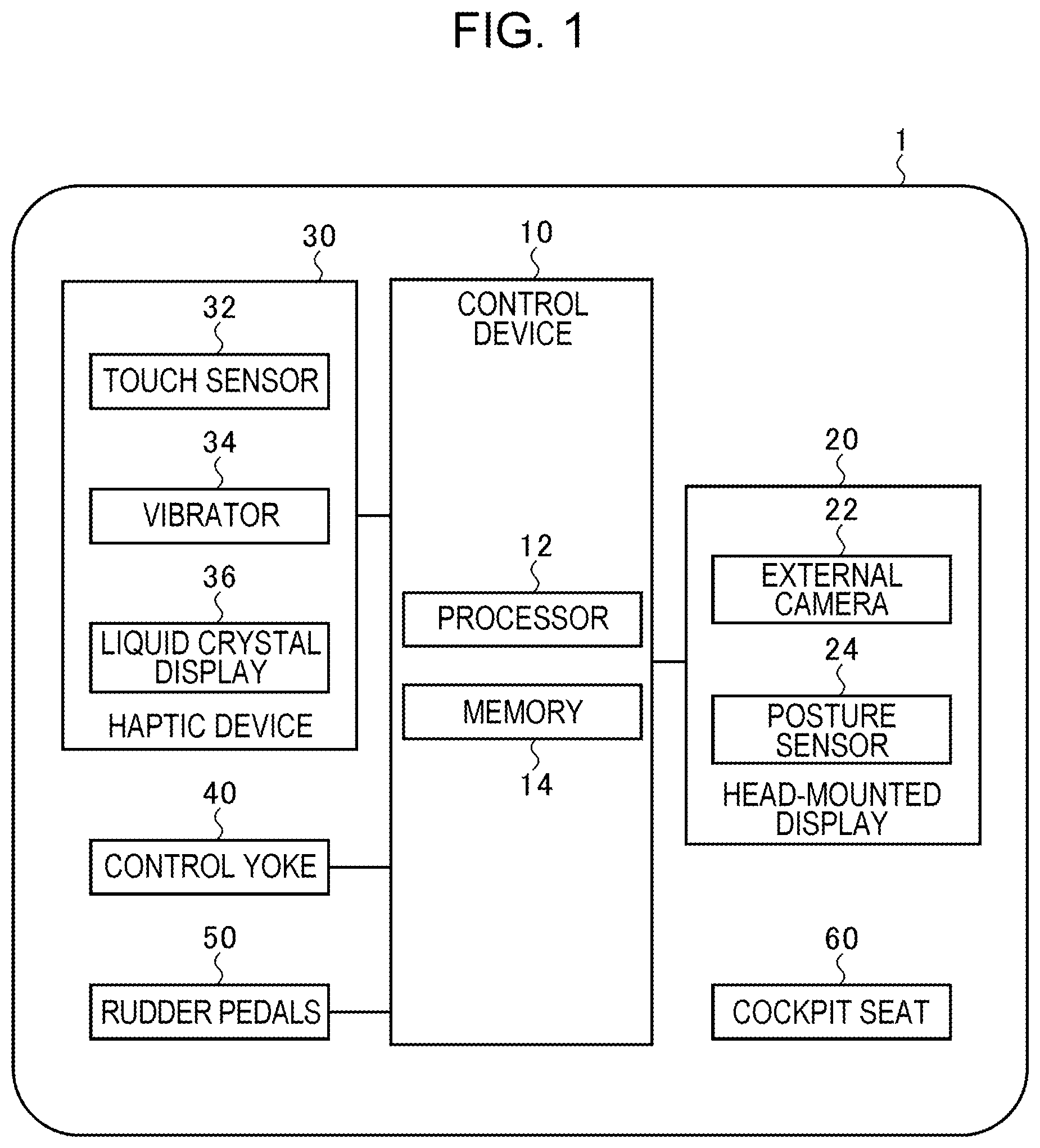 Patent US12592162 Figure 1 – Flight simulation system