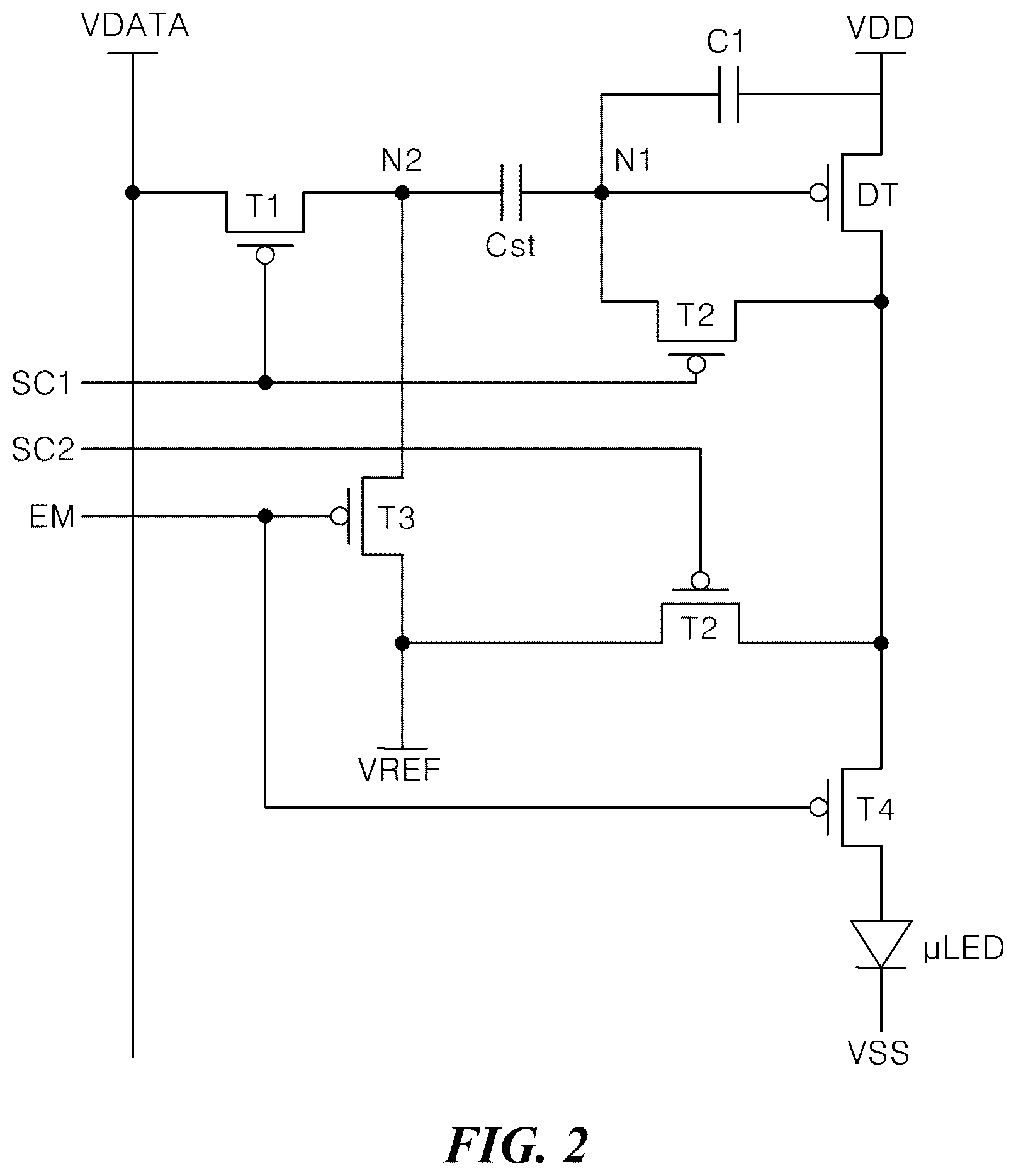 Patent US12592181 Figure 2 – Pixel circuit and micro LED display device including the same