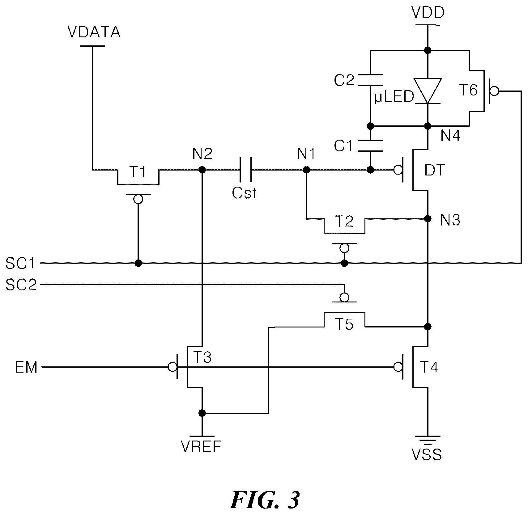 Patent US12592181 Figure 3 – Pixel circuit and micro LED display device including the same