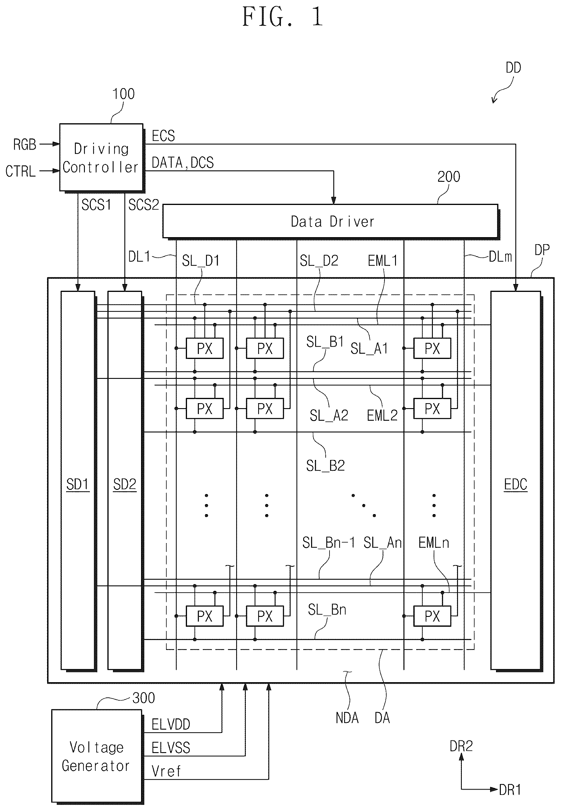 Patent US12592184 Figure 1 – Display device