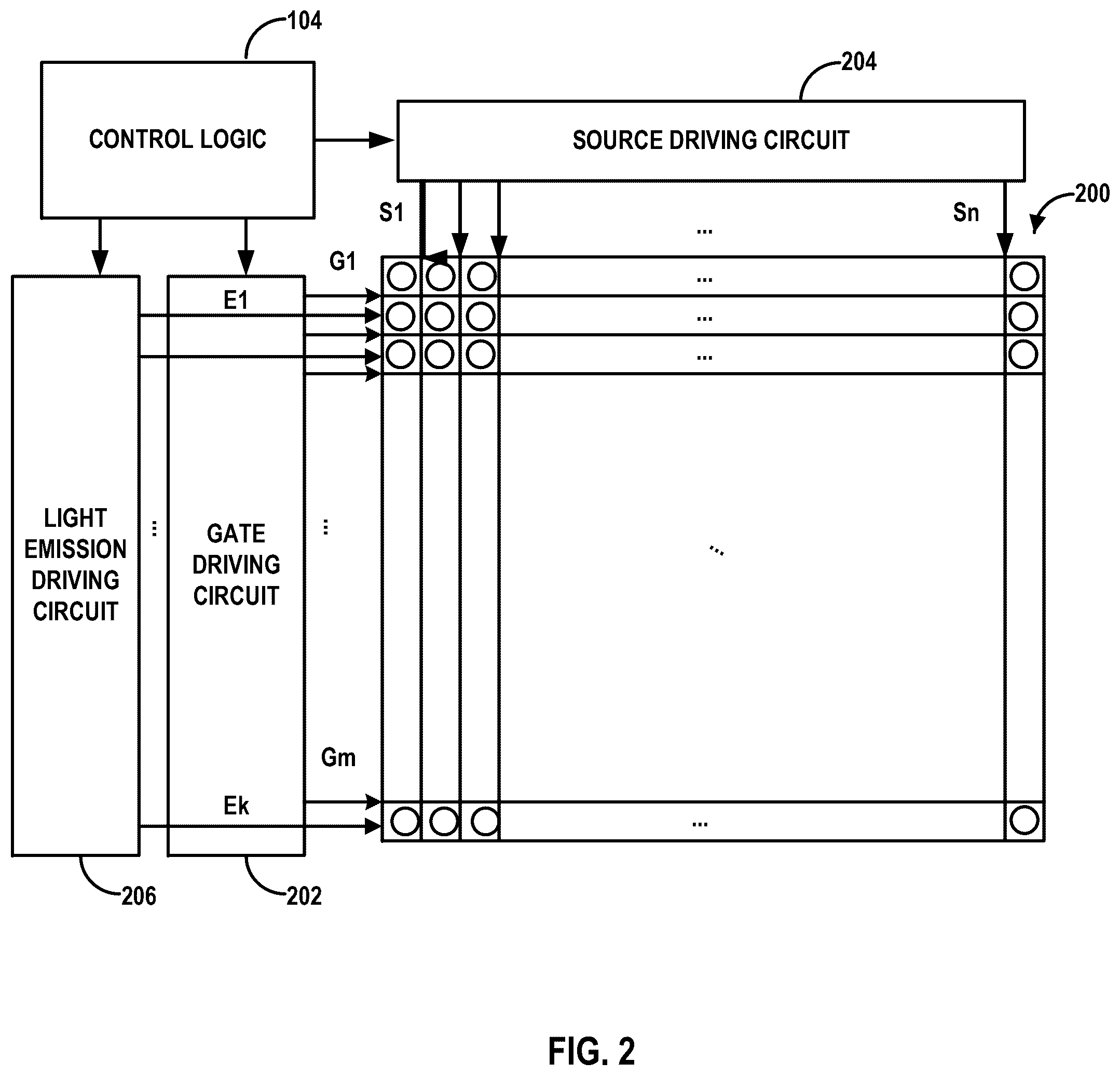 Patent US12592196 Figure 2 – Pixel circuits for light emitting elements