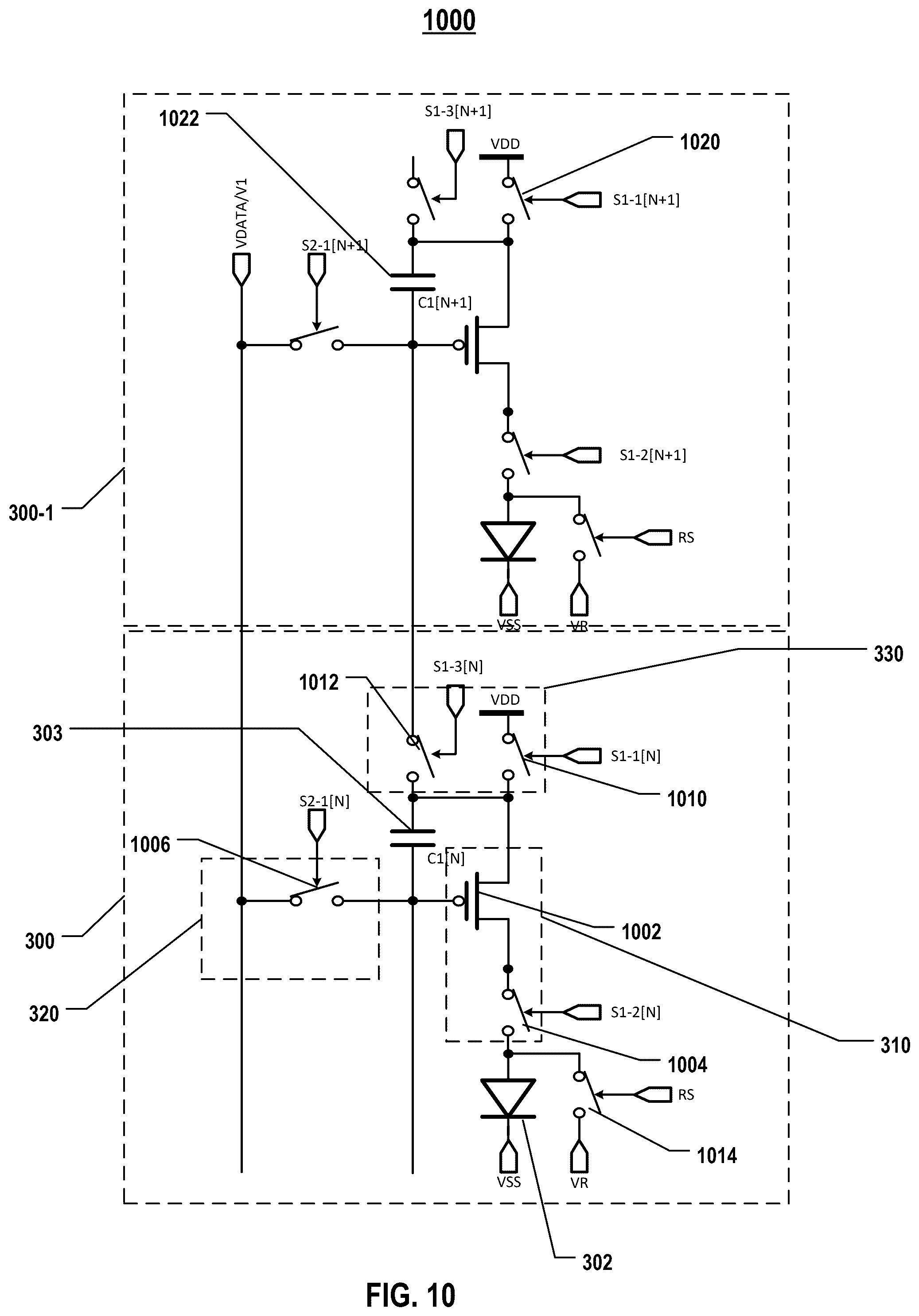 Patent US12592196 Figure 10 – Pixel circuits for light emitting elements