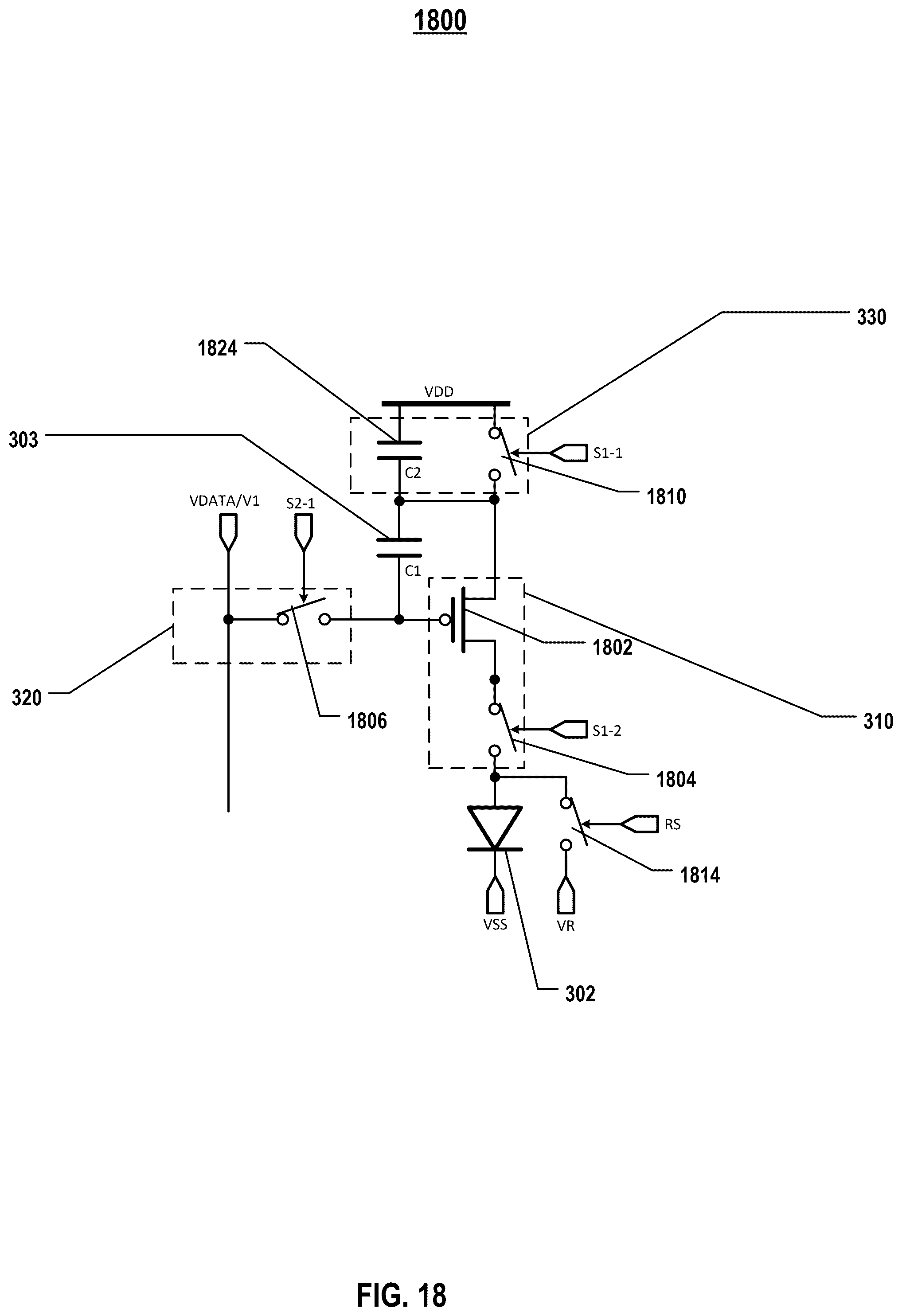 Patent US12592196 Figure 18 – Pixel circuits for light emitting elements