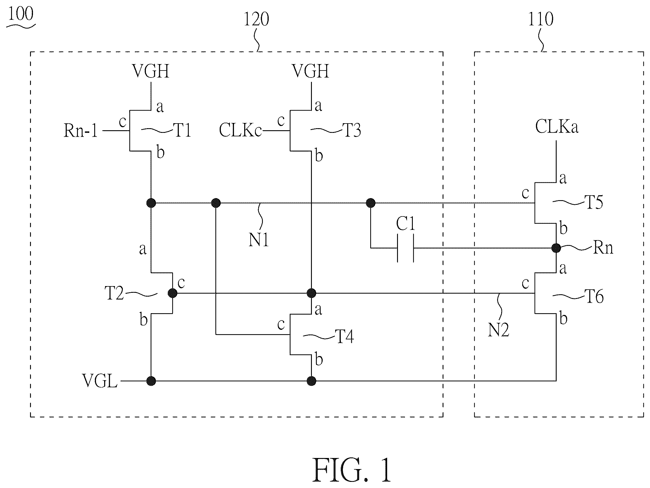 Patent US12592207 Figure 1 – Gate line driving circuit with top gate and bottom gate