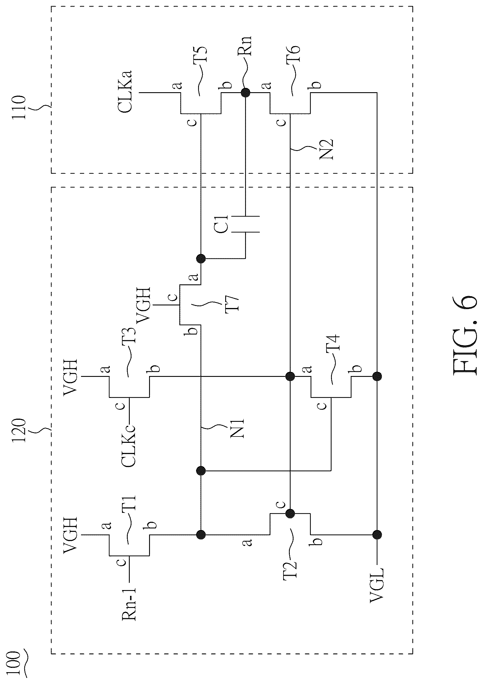 Patent US12592207 Figure 6 – Gate line driving circuit with top gate and bottom gate