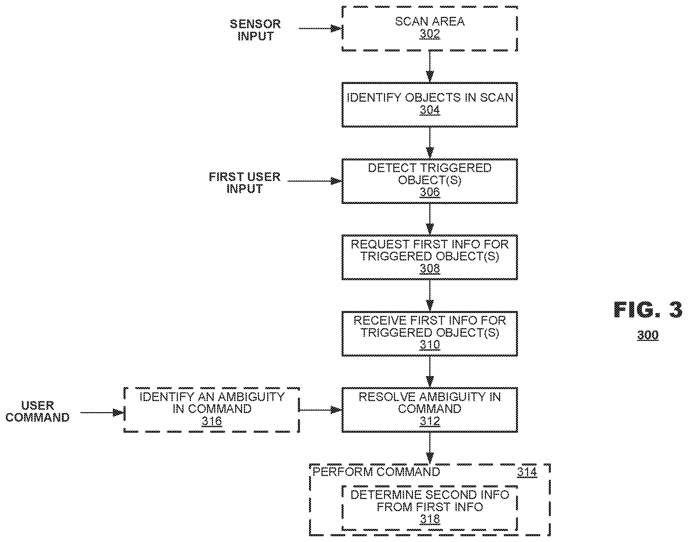 Patent US12592233 Figure 3 – Gaze-based command disambiguation