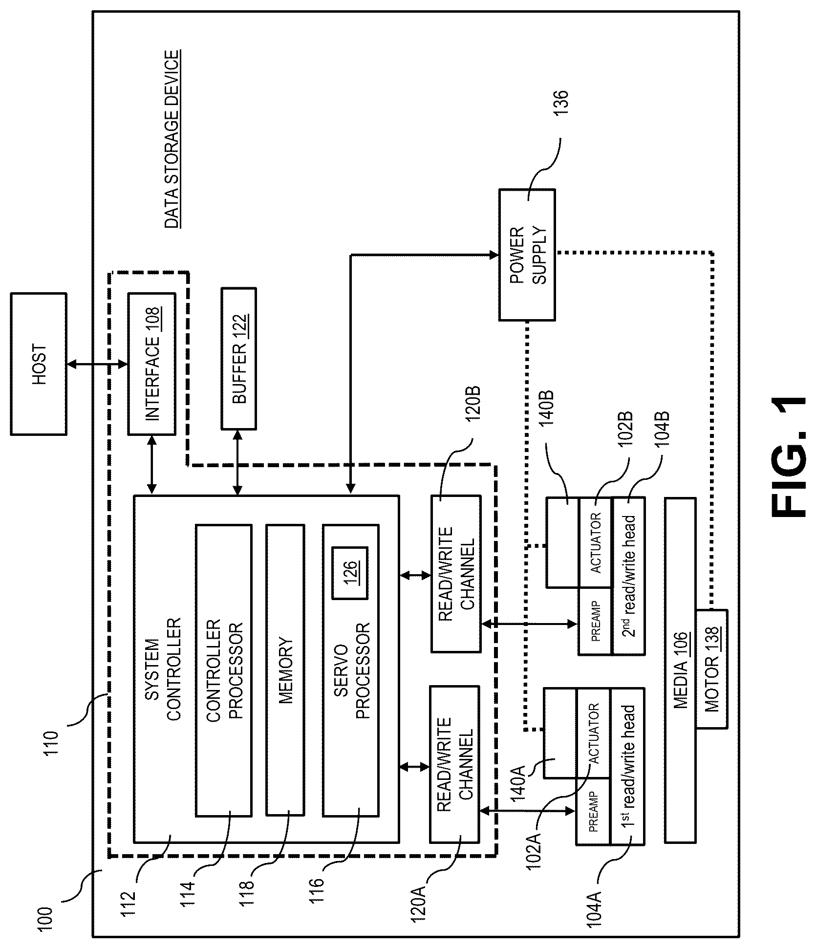 Patent US12592252 — Hard disk drives with piezoelectric ultrasonic motor — Figure 1