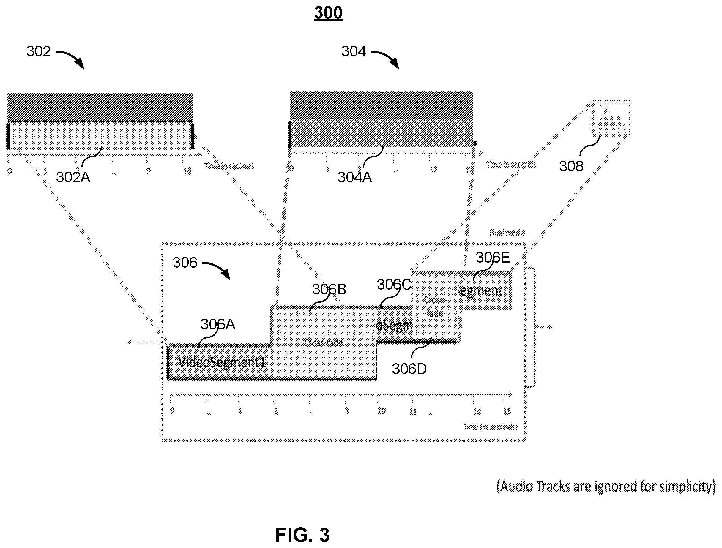 Patent US12592257 Figure 3 – Media editing with client-side edits and server-side edits