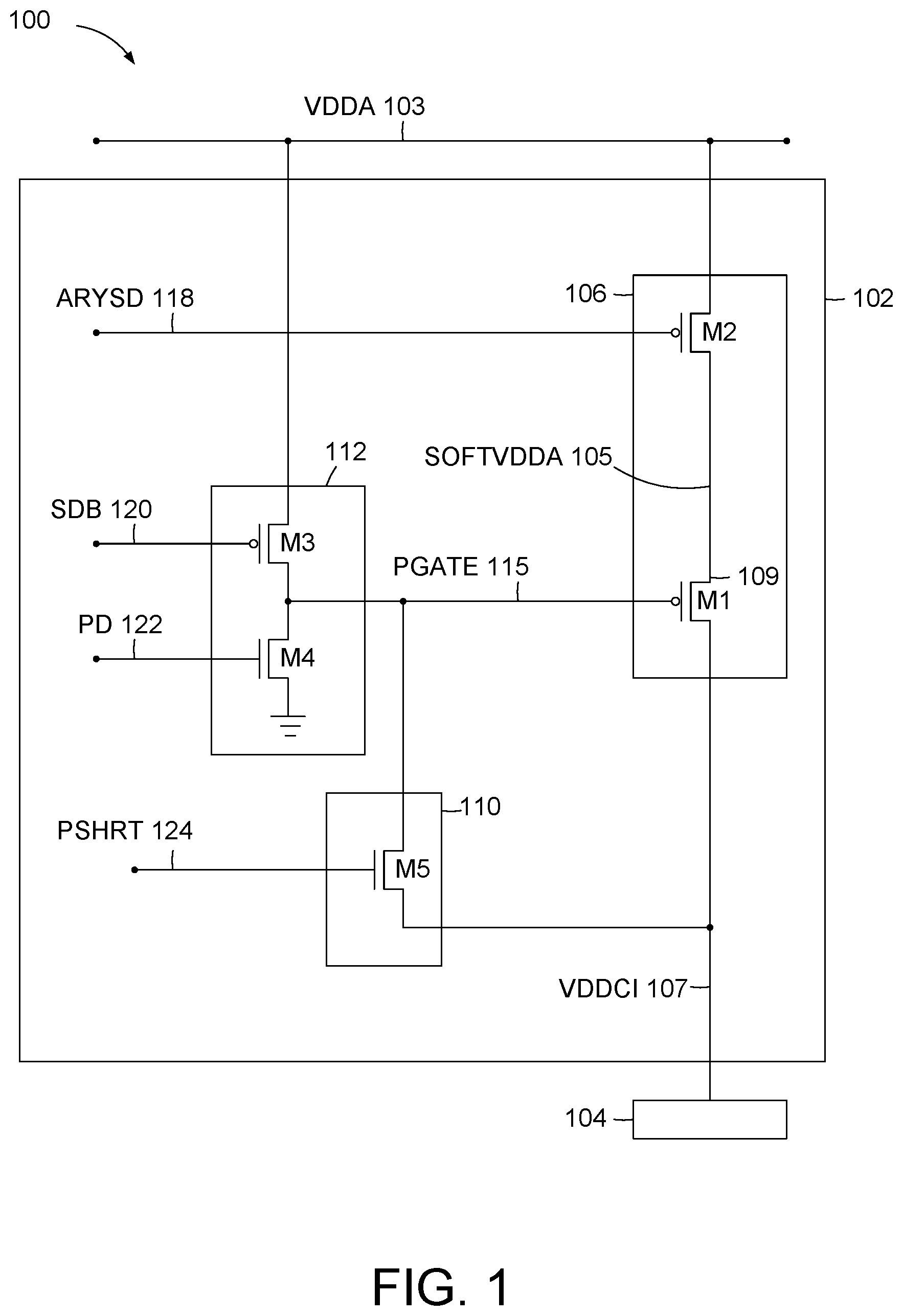 Patent US12592274 Figure 1 – Non-retention mode leakage reduction without impacting the cell content in the retention mode