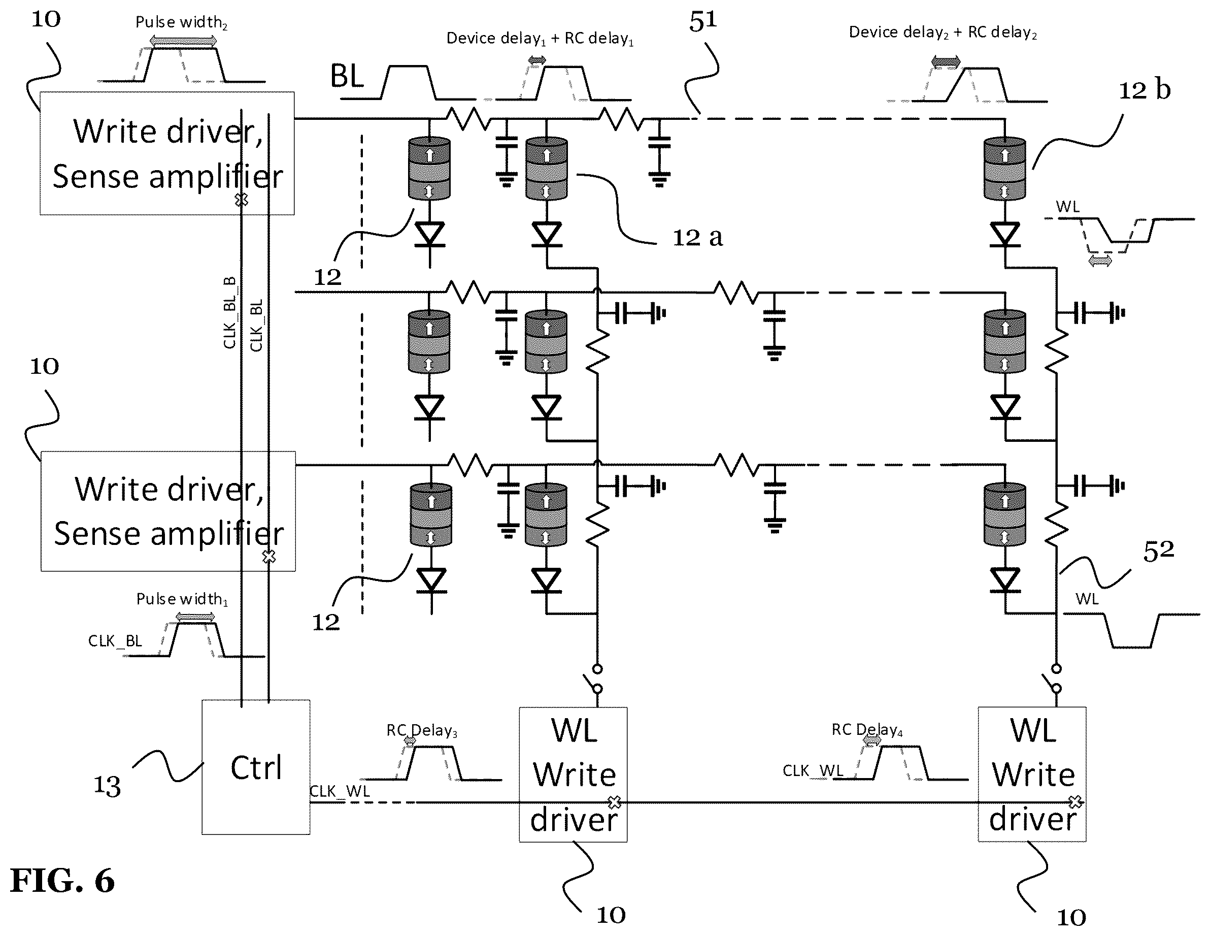 Patent US12592277 Figure 6 – Distributed write driver for memory array