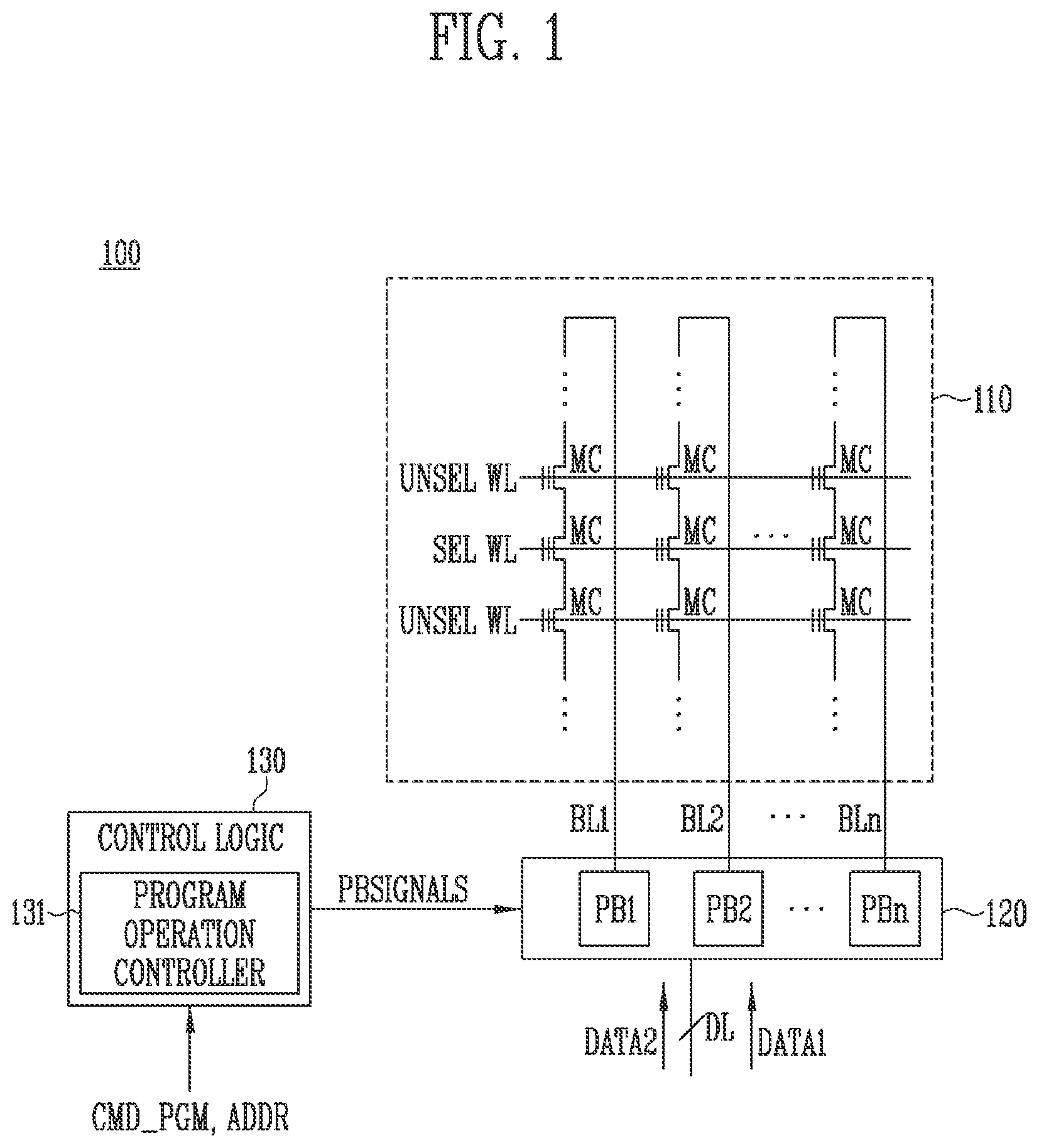 Patent US12592282 Figure 1 – Memory device performing program operation and method of operating the same