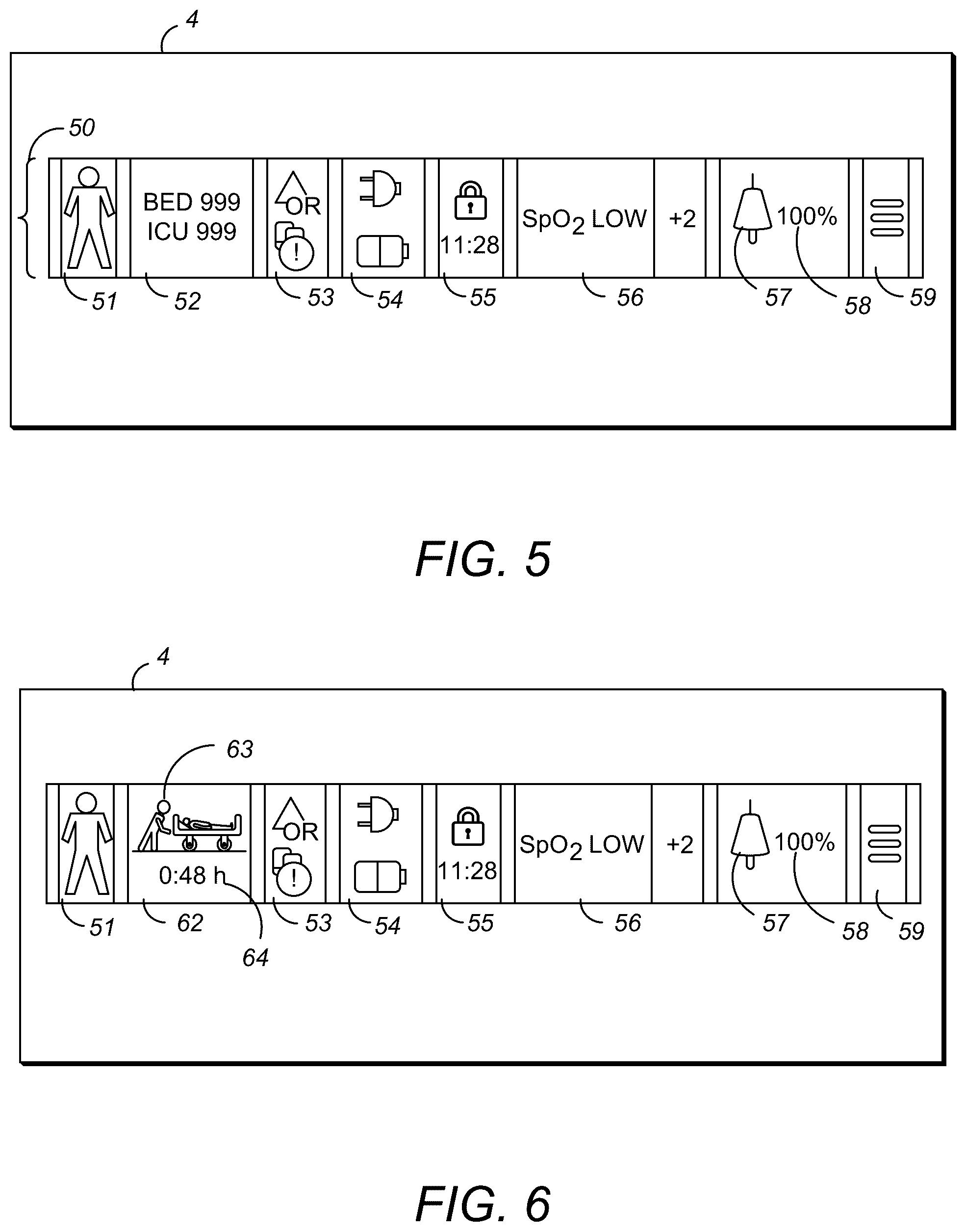 Patent US12592315 Figure 5 – Apparatus, system, method, and computer-readable recording medium for displaying transport indicators on a physiological monitoring device