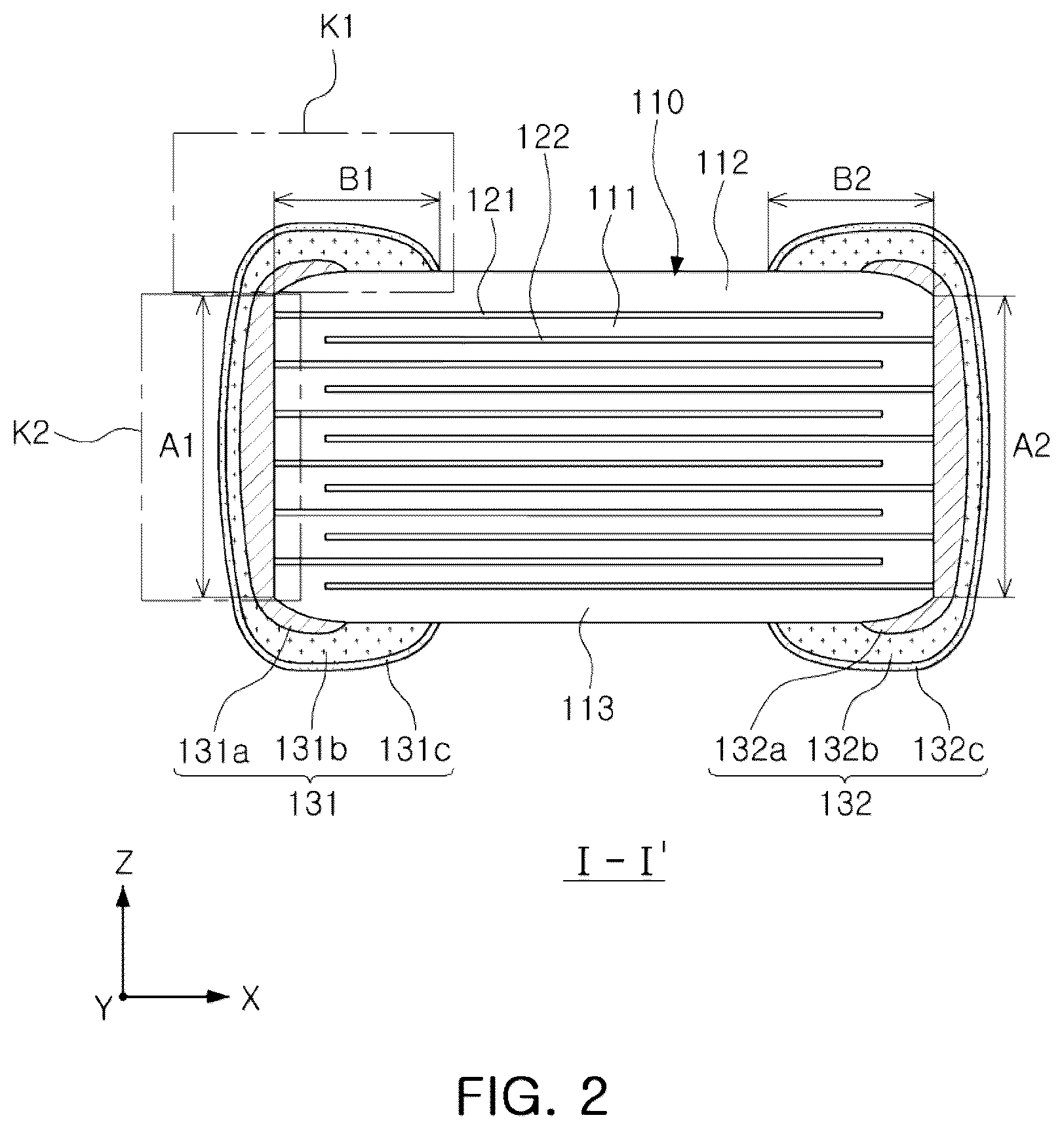 Patent US12592340 Figure 2 – Multilayer electronic component