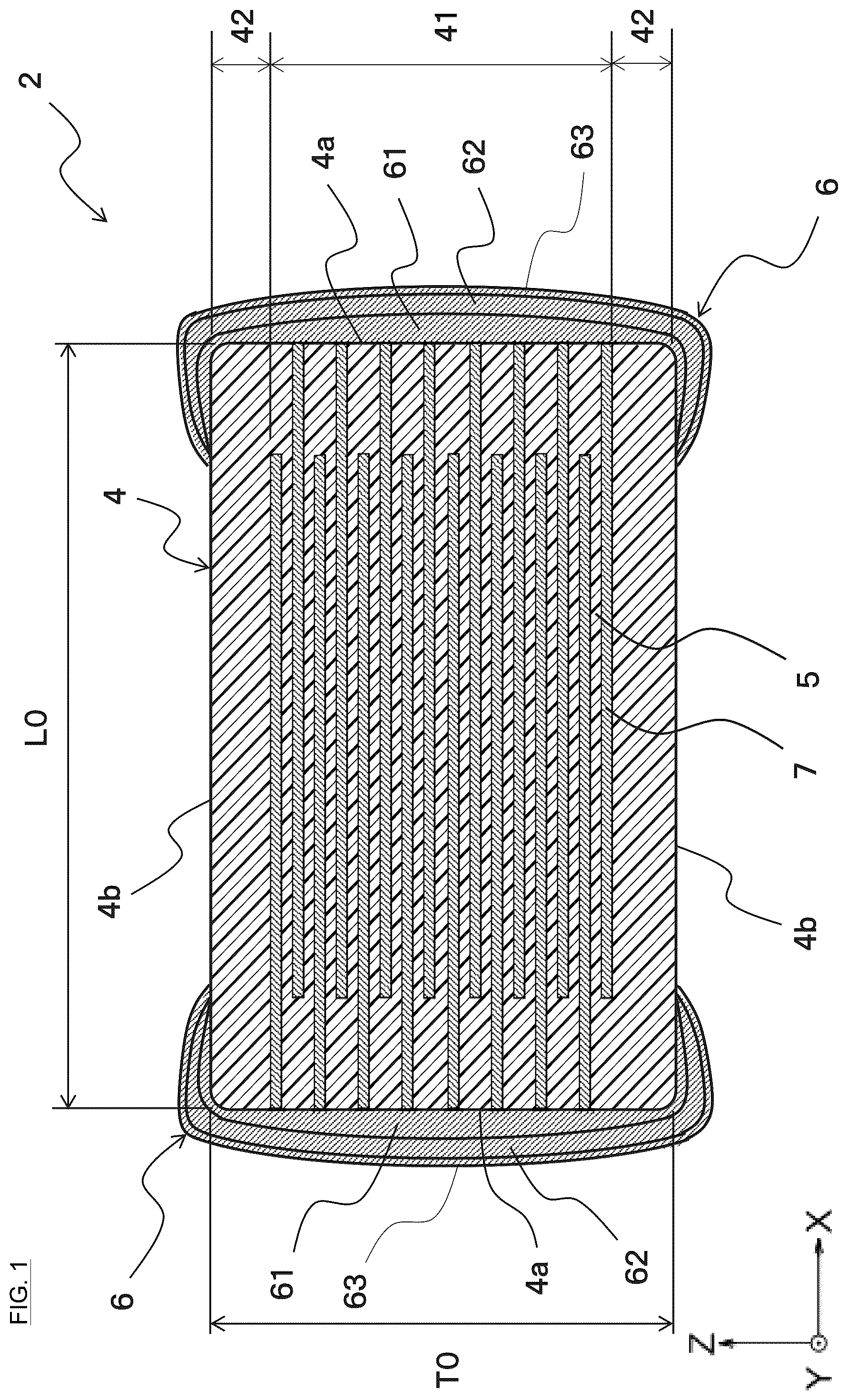 Patent US12592345 Figure 1 – Multilayer ceramic electronic device