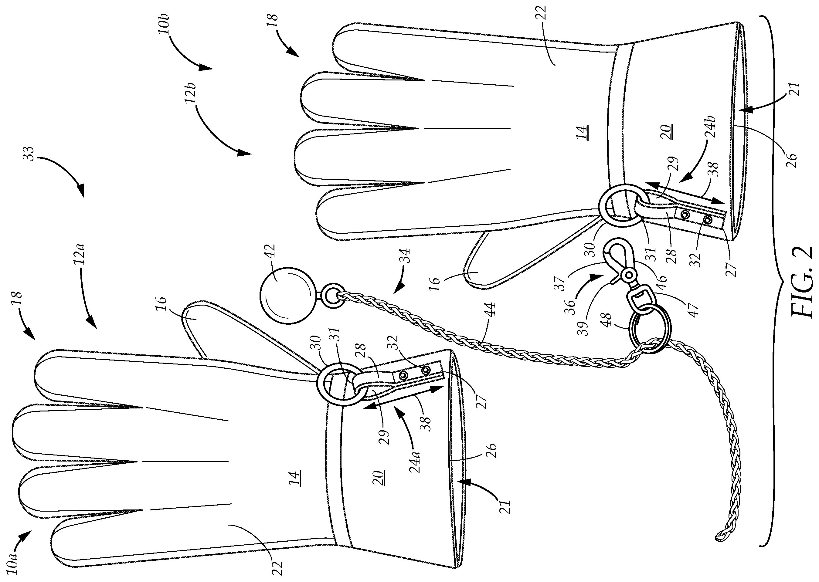 Patent US12592349 Figure 2 – Protective safety glove