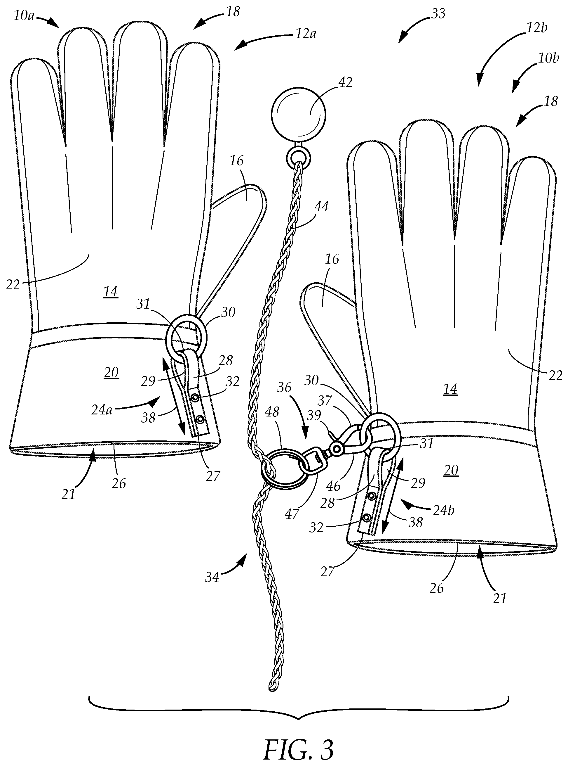 Patent US12592349 Figure 3 – Protective safety glove
