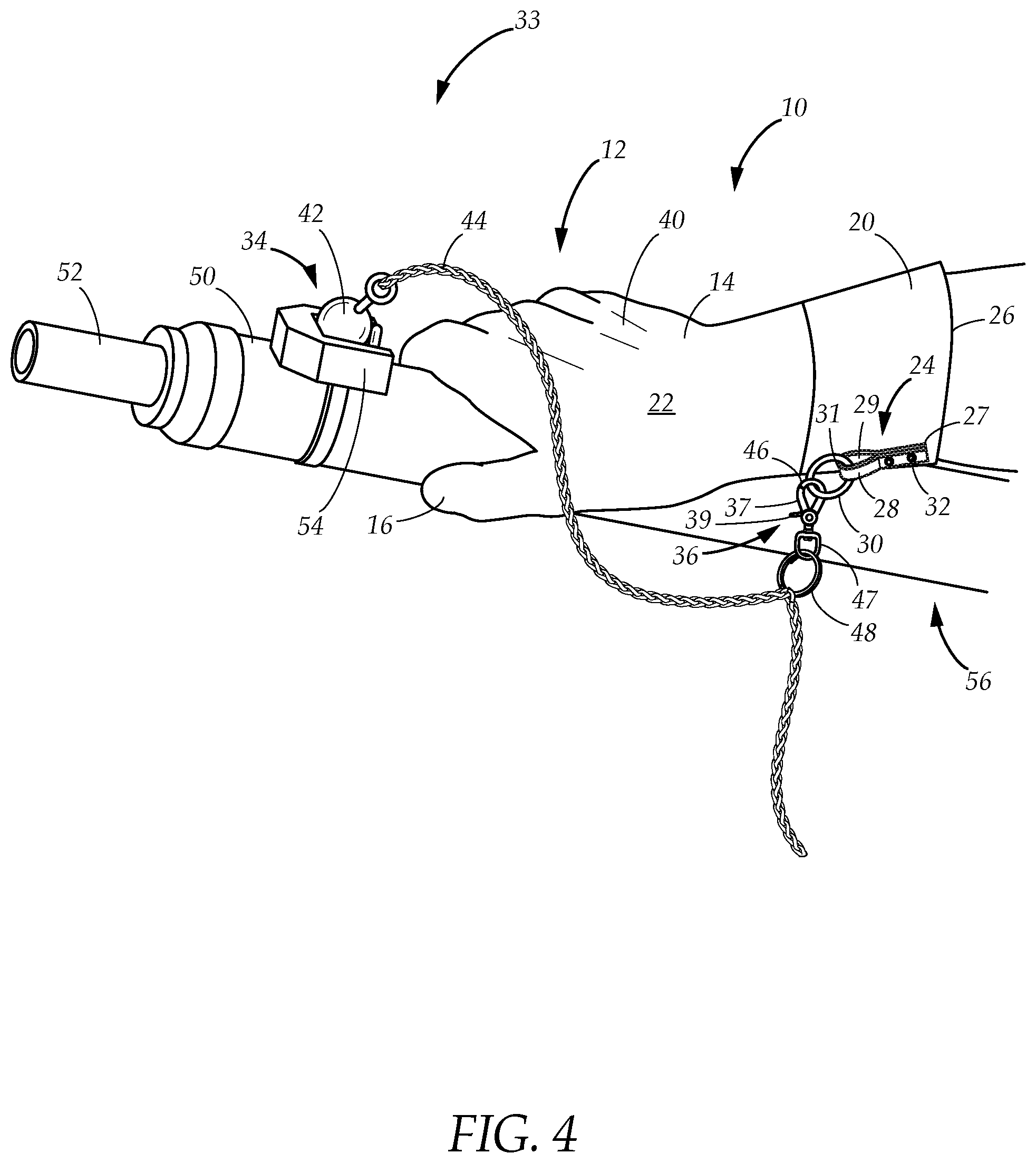 Patent US12592349 Figure 4 – Protective safety glove