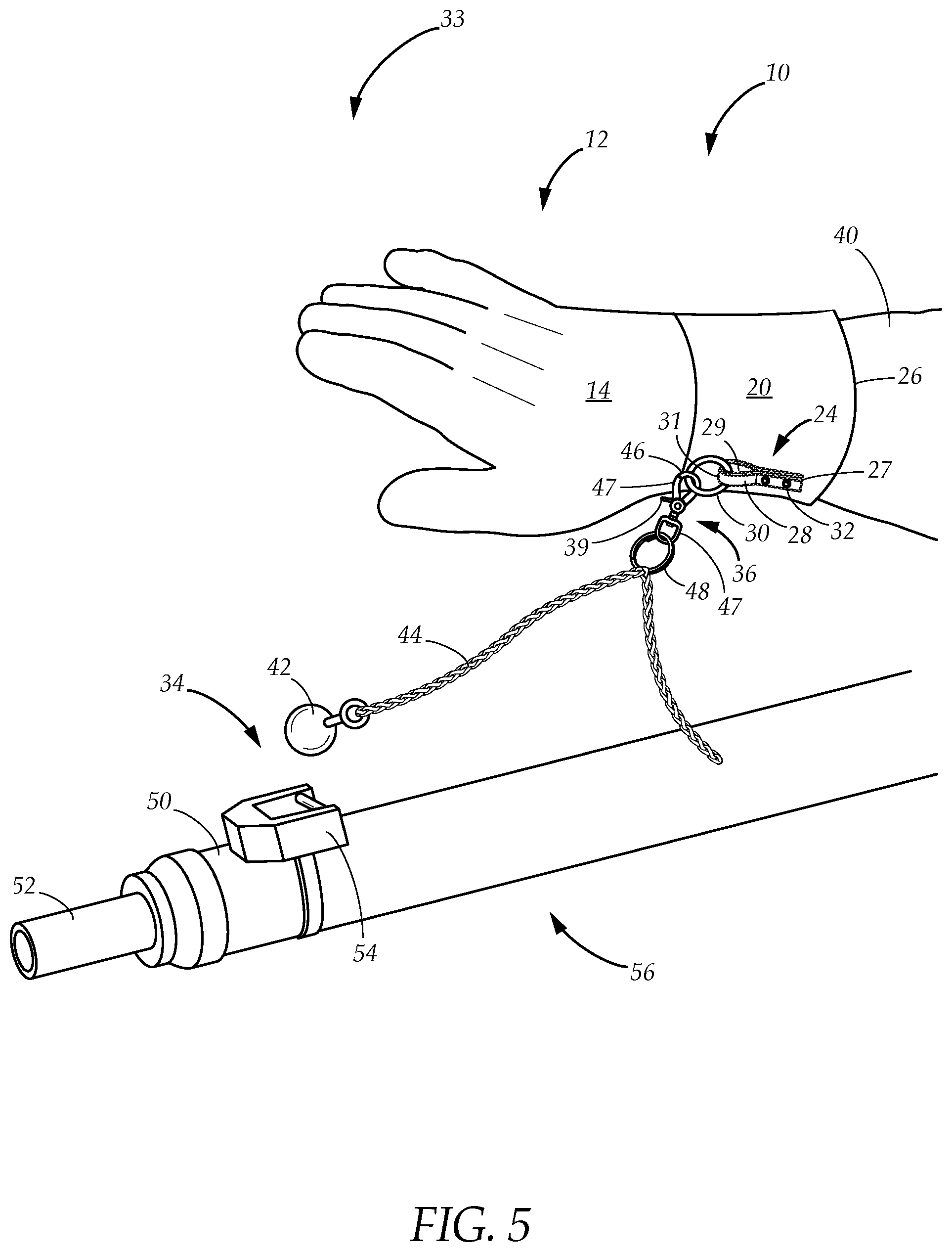 Patent US12592349 Figure 5 – Protective safety glove