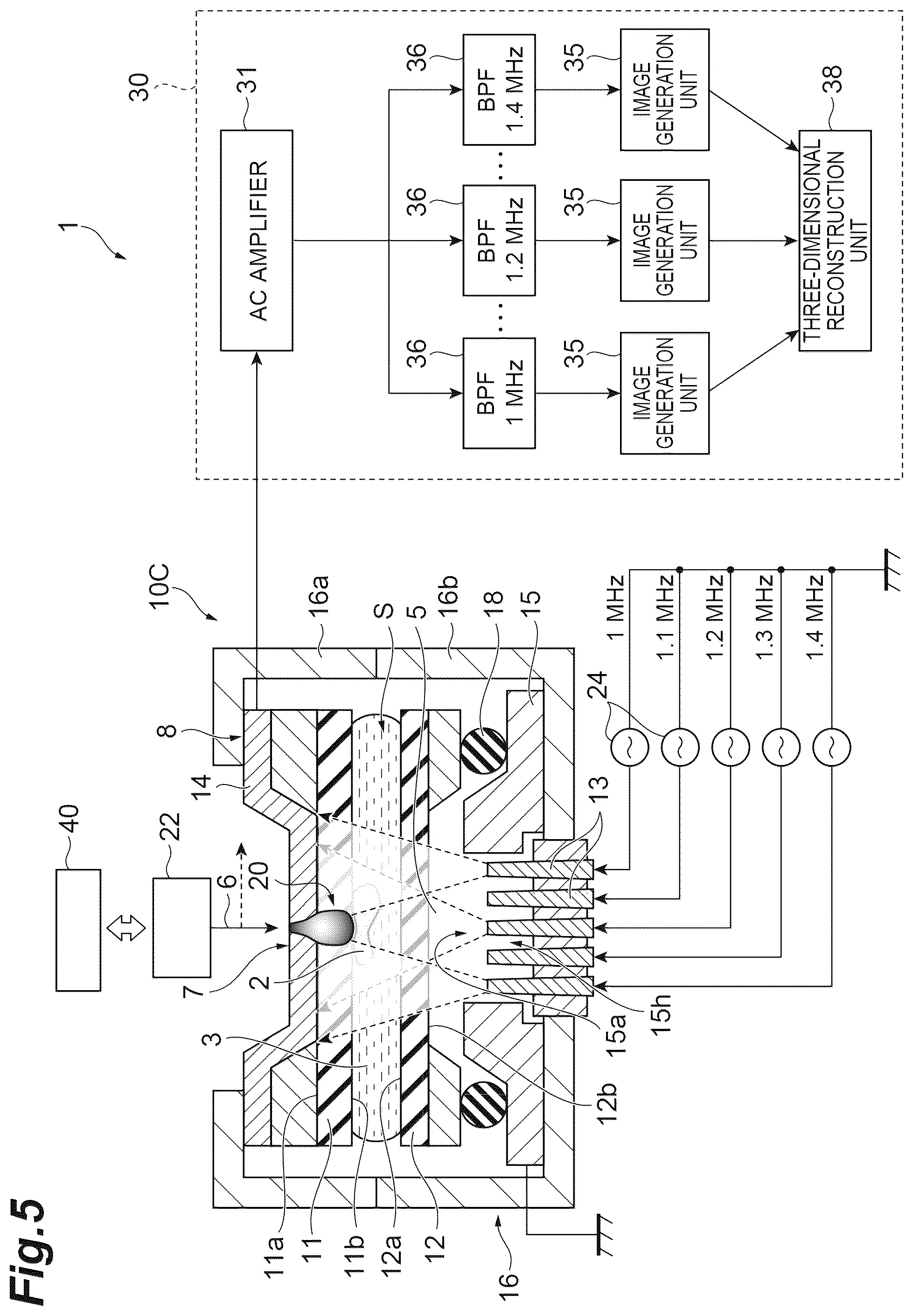 Patent US12592356 Figure 5 – Sample holder and impedance microscope